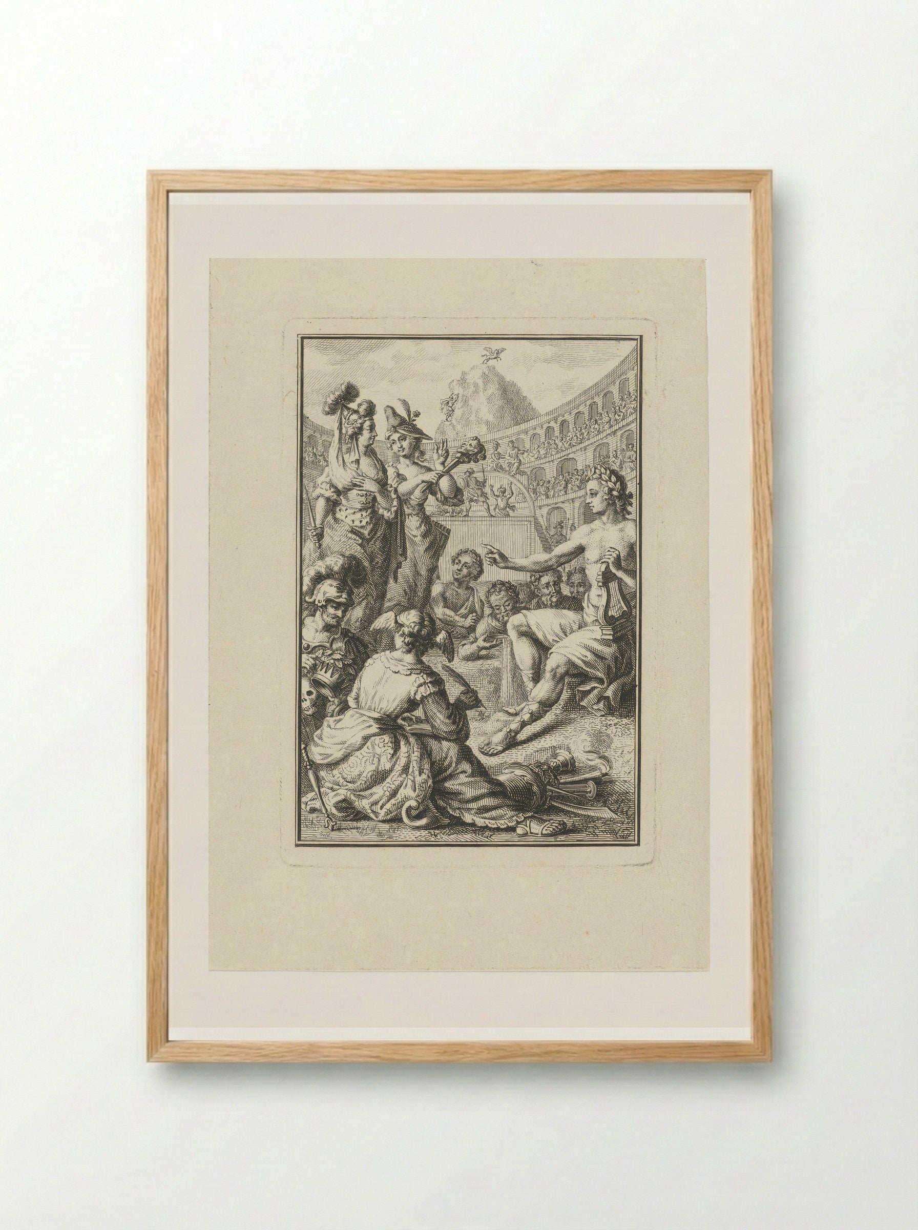 Allegory with Apollo, Muses and Artists in an Amphitheatre - Abraham Delfos - Framed Print Wood
