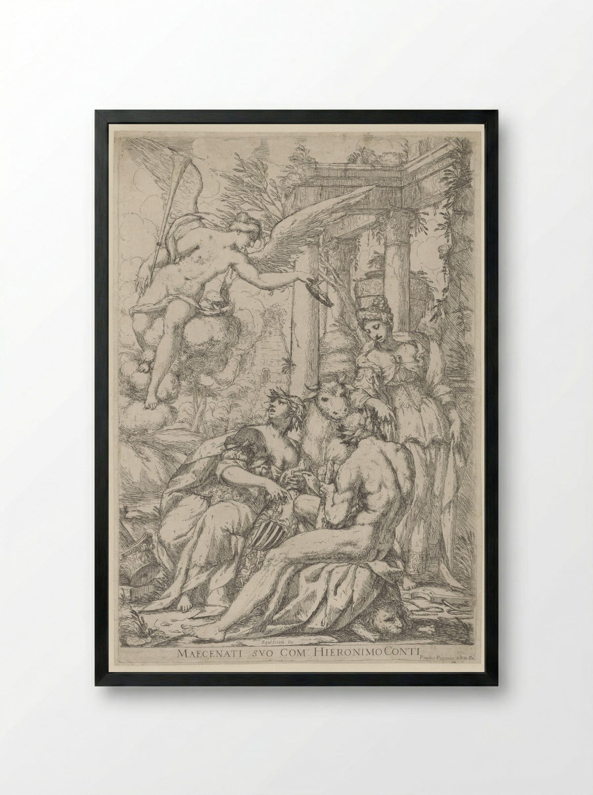Allegory with Fame, Hercules and Europa - Giuseppe Diamantini - Framed Print Black