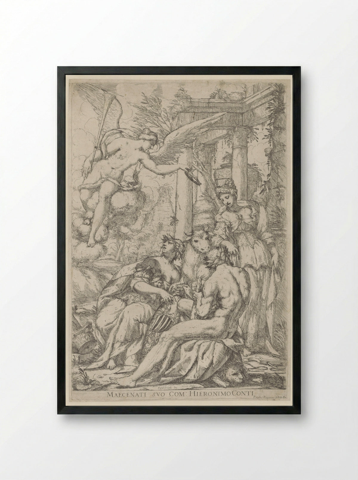 Allegory with Fame, Hercules and Europa - Giuseppe Diamantini - Framed Print Black