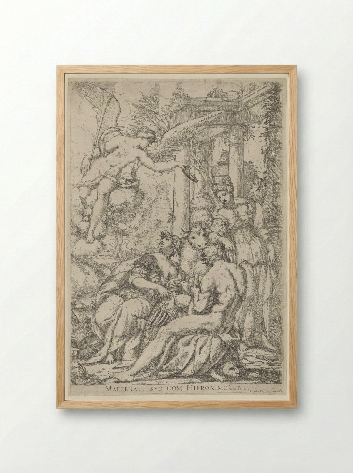 Allegory with Fame, Hercules and Europa - Giuseppe Diamantini - Framed Print Wood