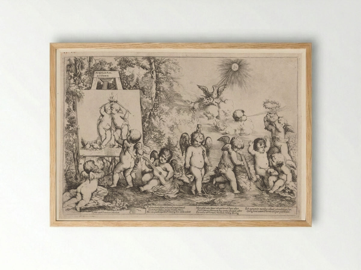 Allegory with Putti - Giovanni Andrea Podestà - Framed Print Wood
