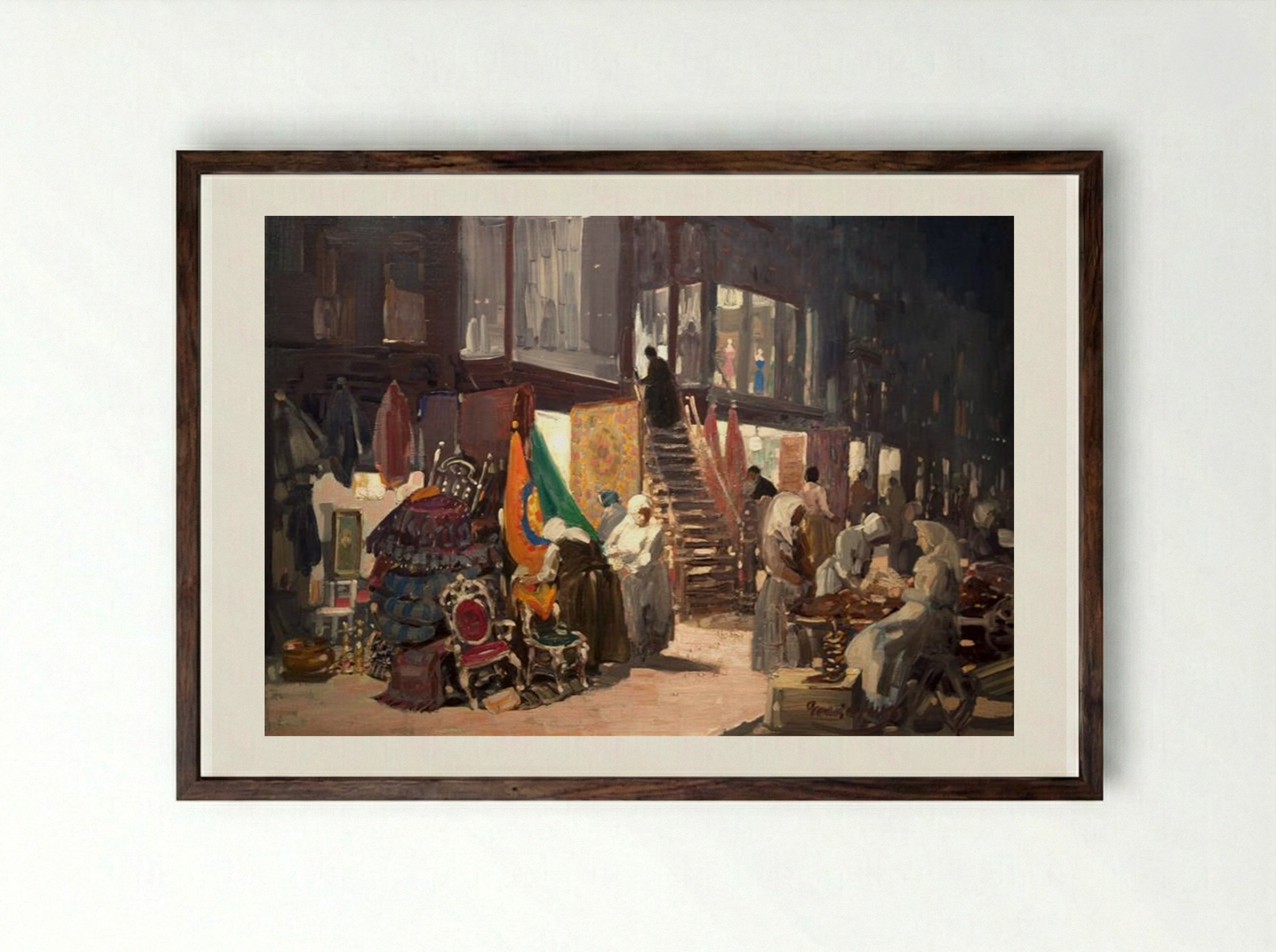 Allen Street - George Luks - Framed Print Dark Wood