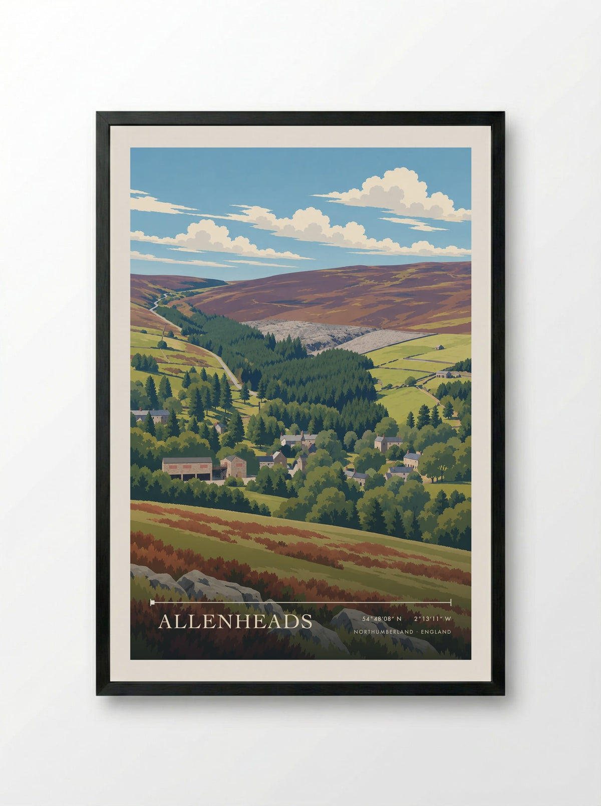 Allenheads, Northumberland | Travel Poster - Framed Print Black