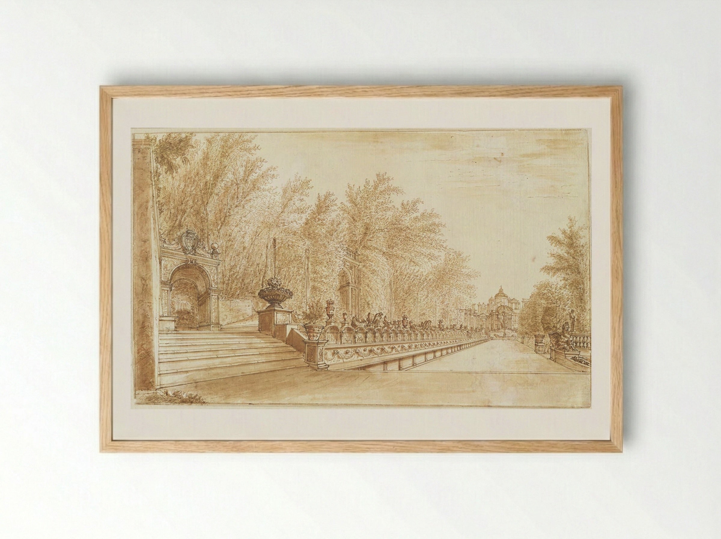 Alley of the Hundred Fountains, Villa d'Este, Tivoli - Israël Silvestre - Framed Print Wood