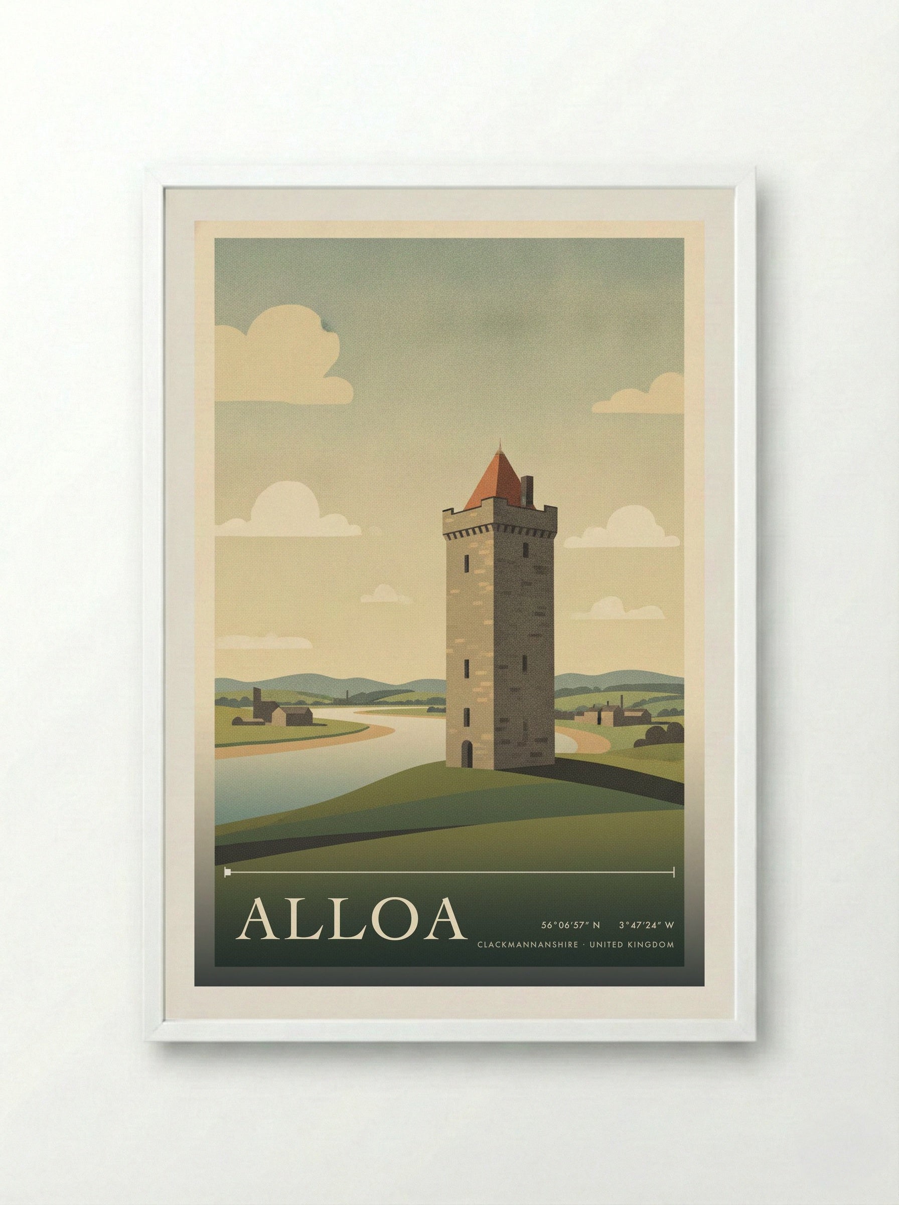 Alloa Clackmannanshire United Kingdom Travel Poster - Framed Print White