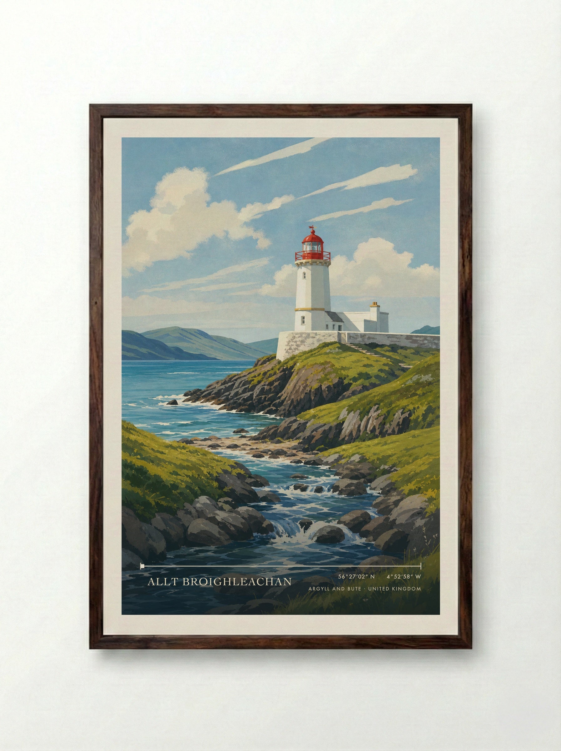 Allt Broighleachan Argyll and Bute United Kingdom Travel Poster - Framed Print Dark Wood