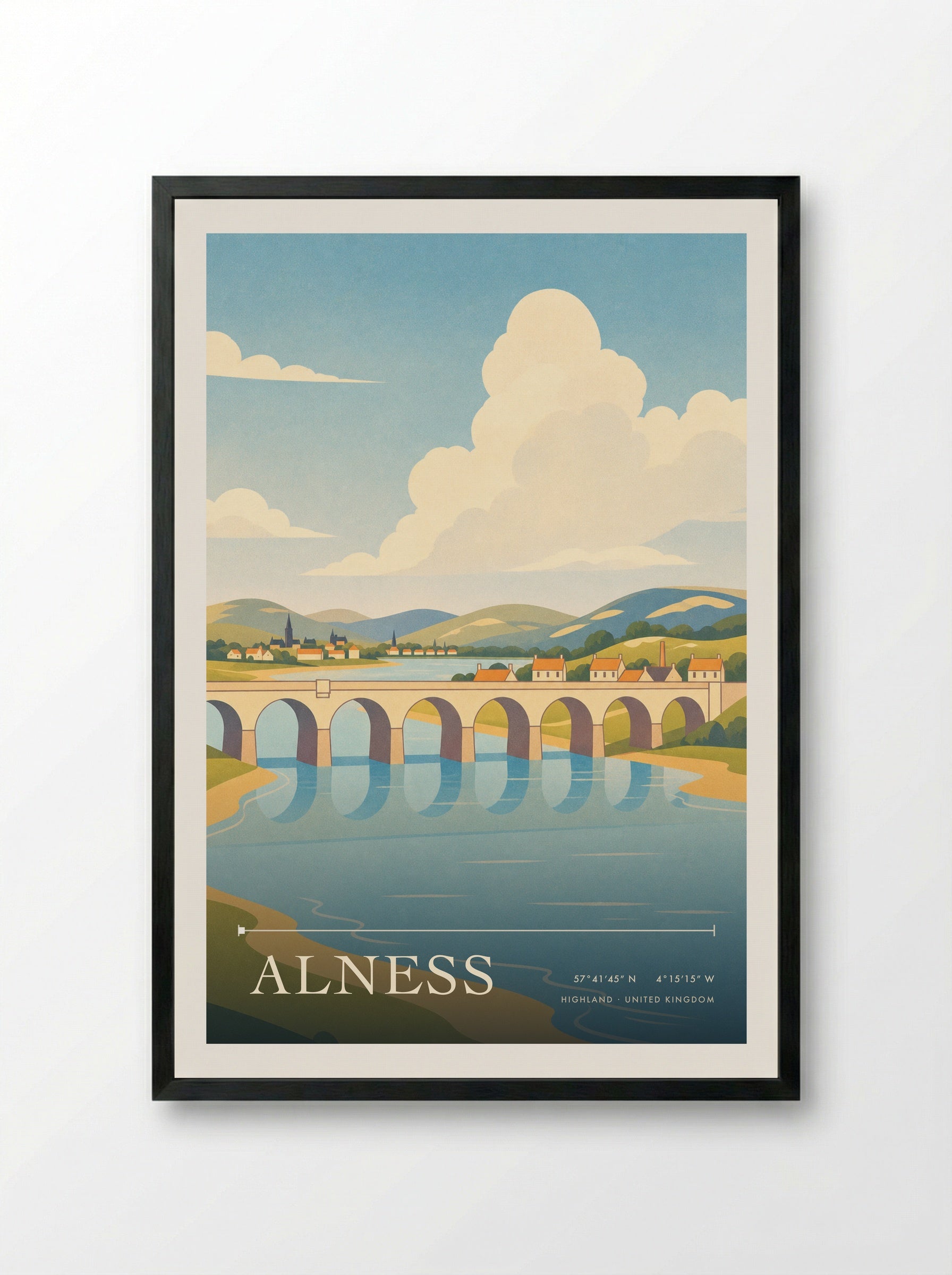 Alness Highland United Kingdom Travel Poster - Framed Print Black