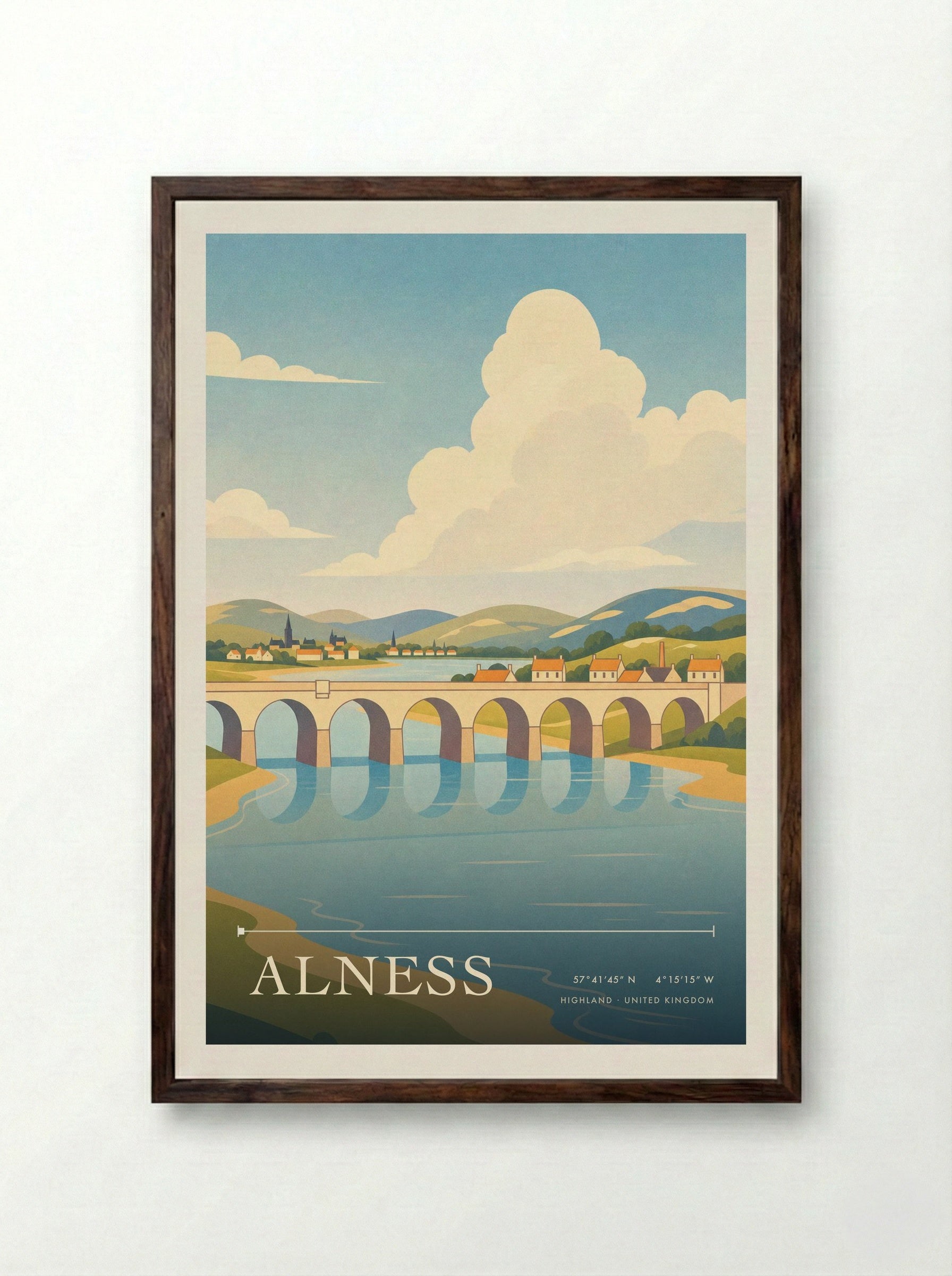 Alness Highland United Kingdom Travel Poster - Framed Print Dark Wood