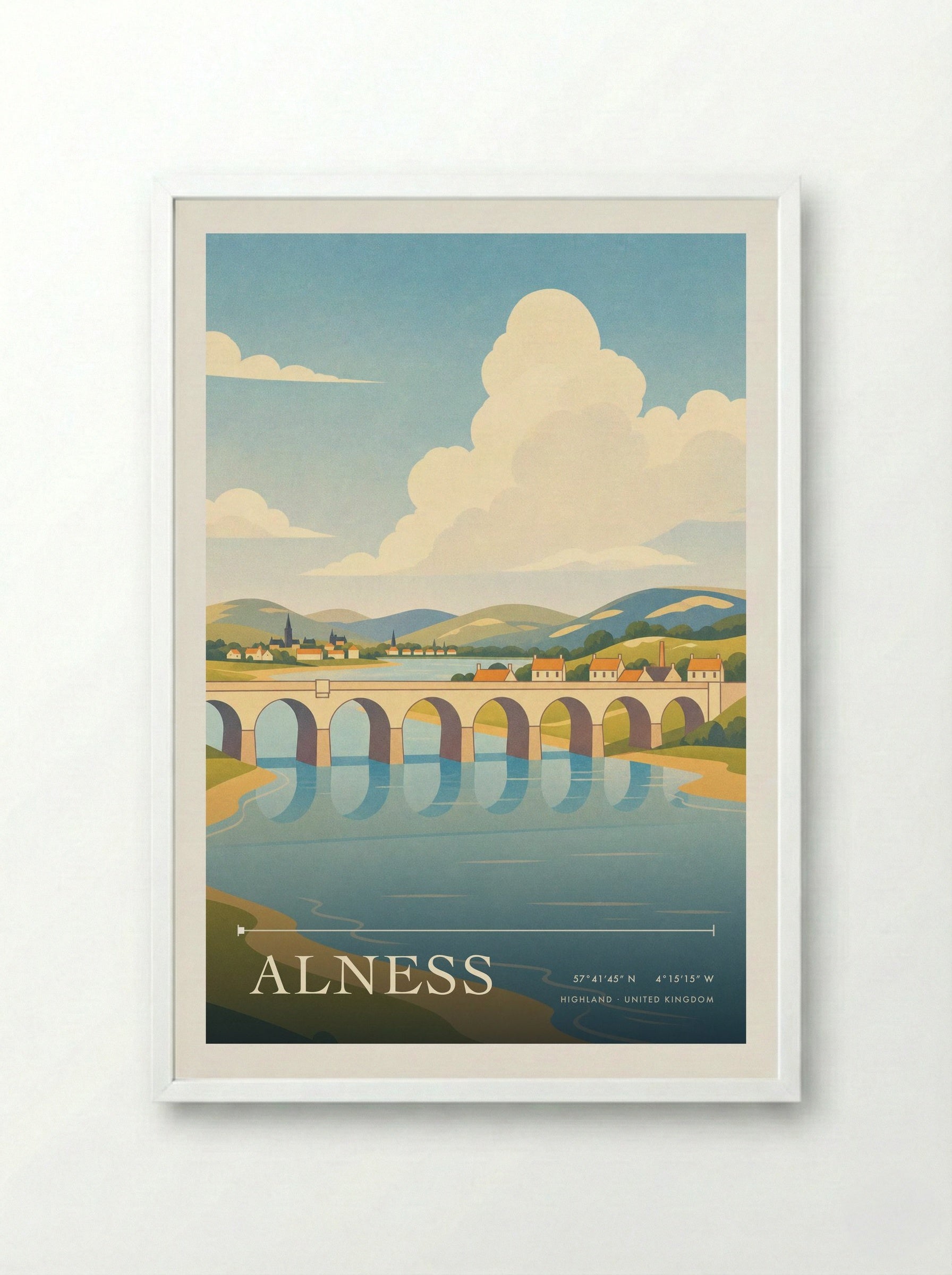 Alness Highland United Kingdom Travel Poster - Framed Print White