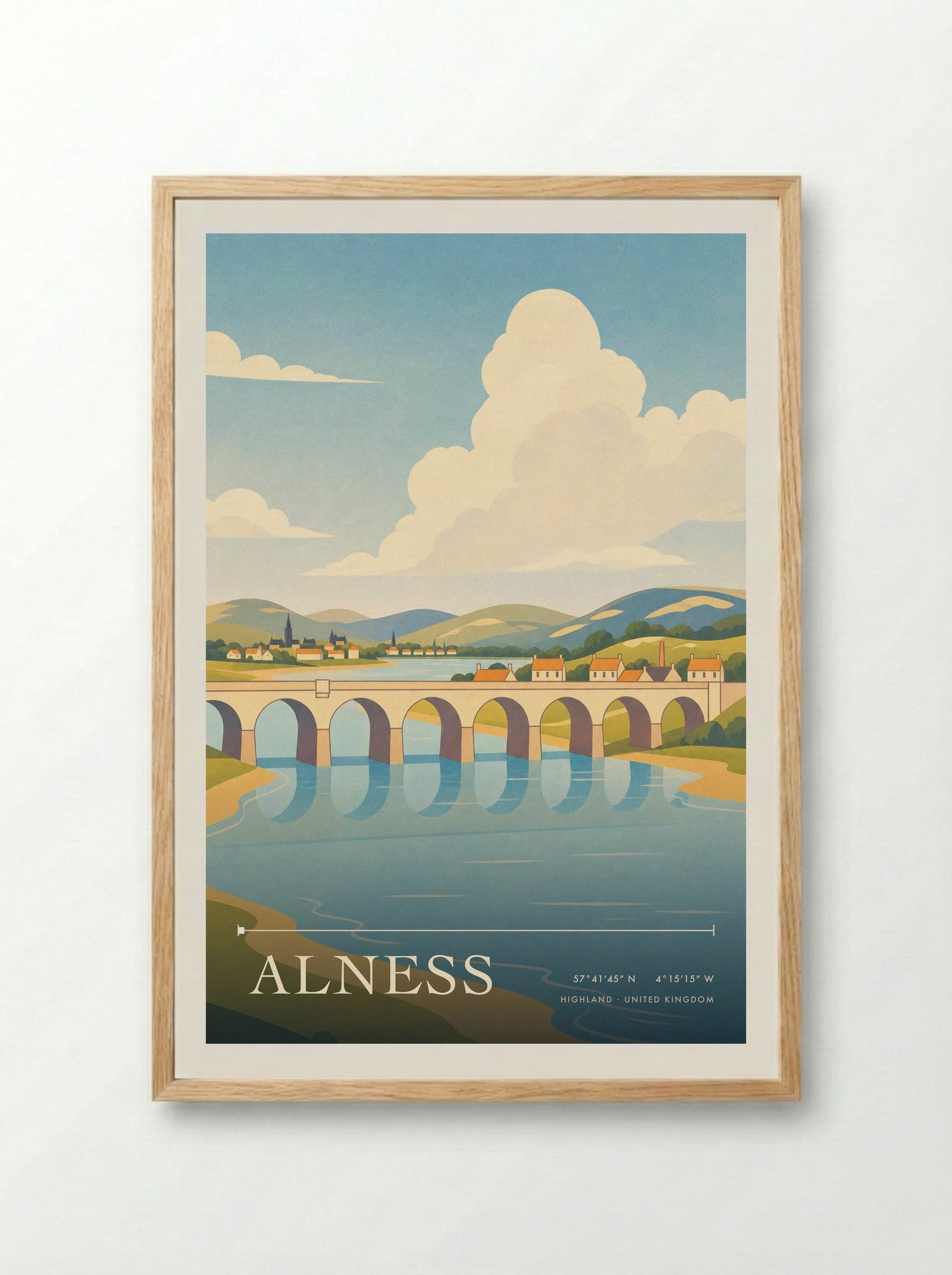 Alness Highland United Kingdom Travel Poster - Framed Print Wood