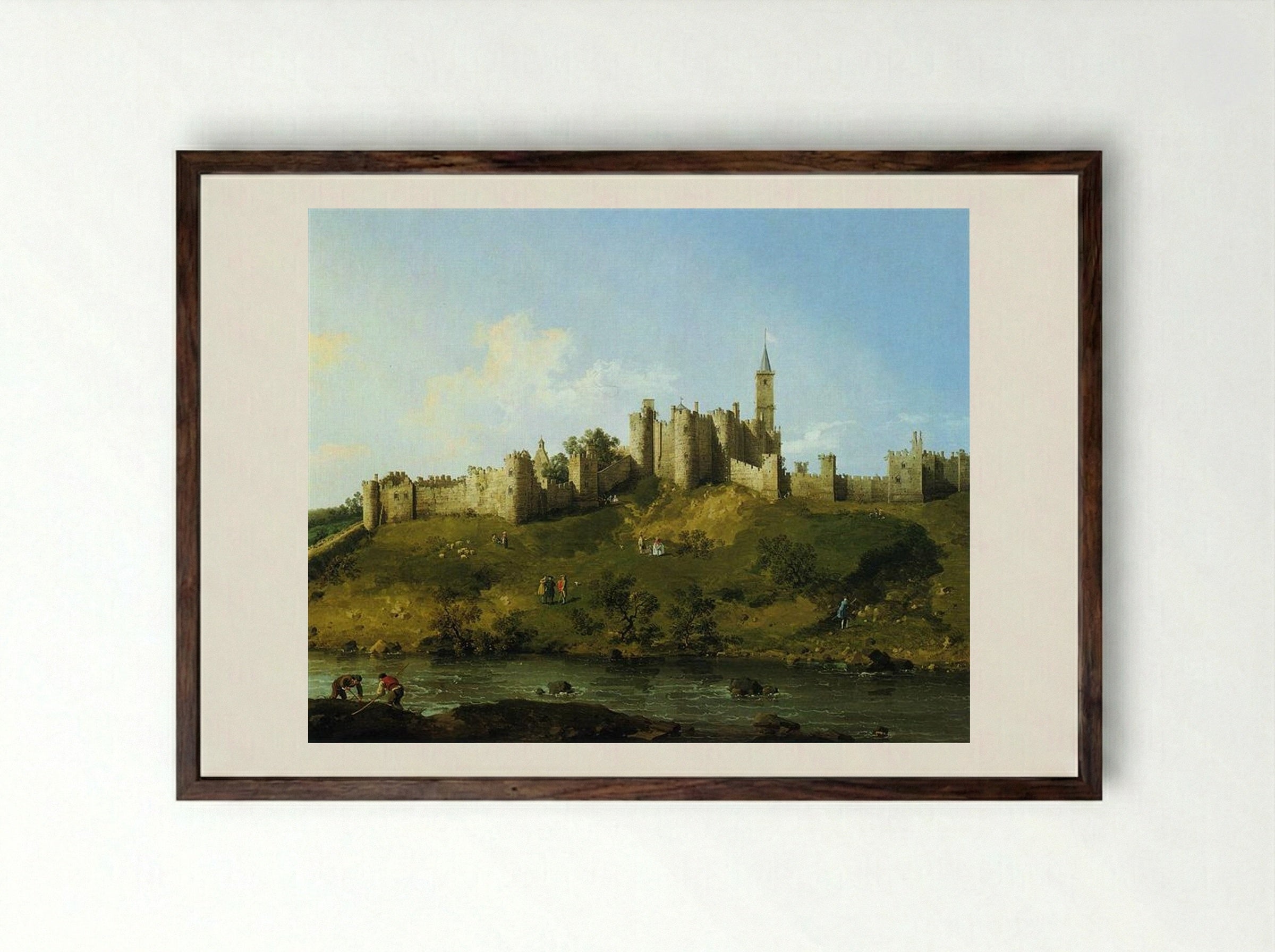 Alnwick Castle - Canaletto - Framed Print Dark Wood