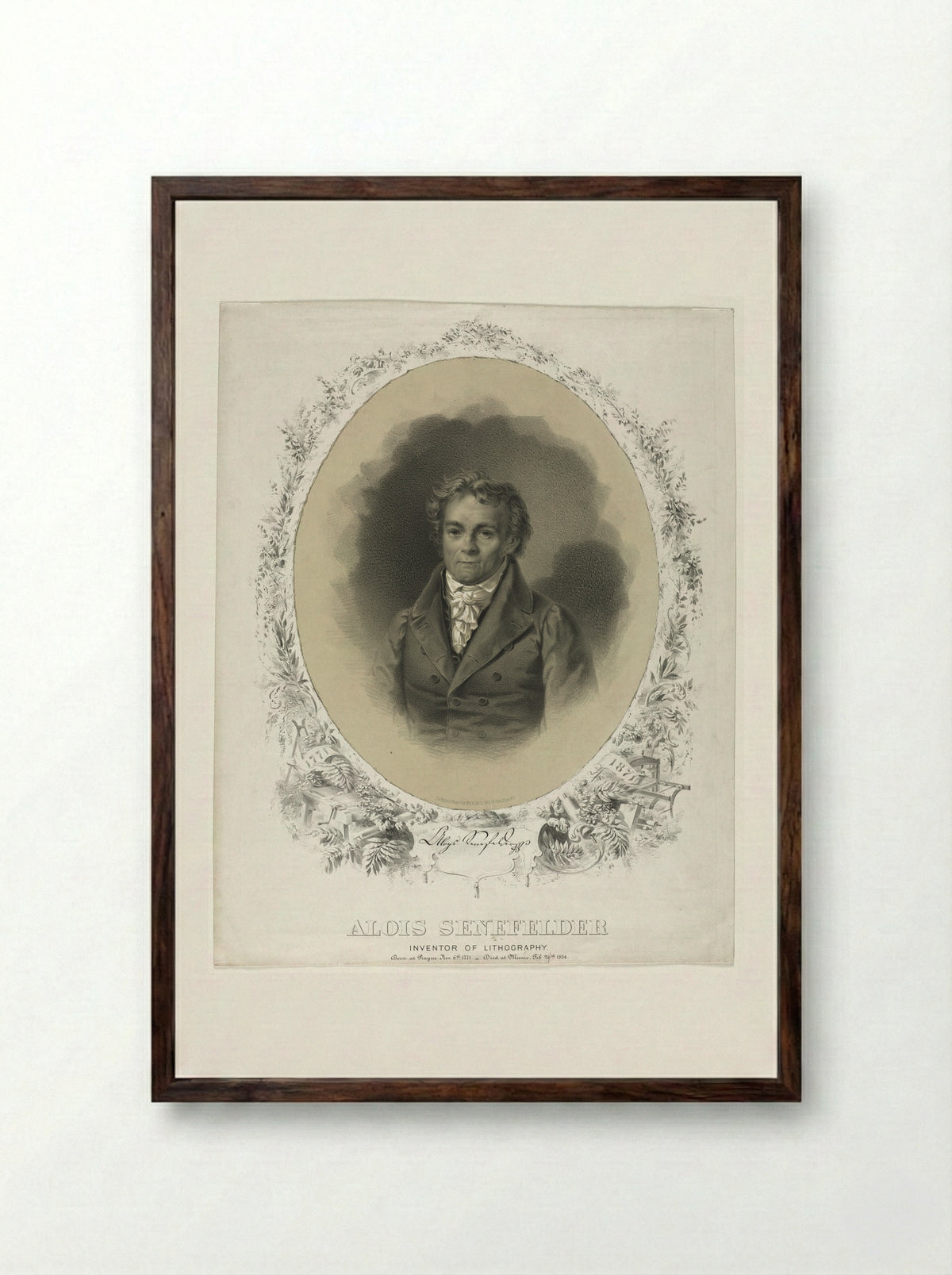 Alois Senefelder - Joseph F. Knapp - Framed Print Dark Wood