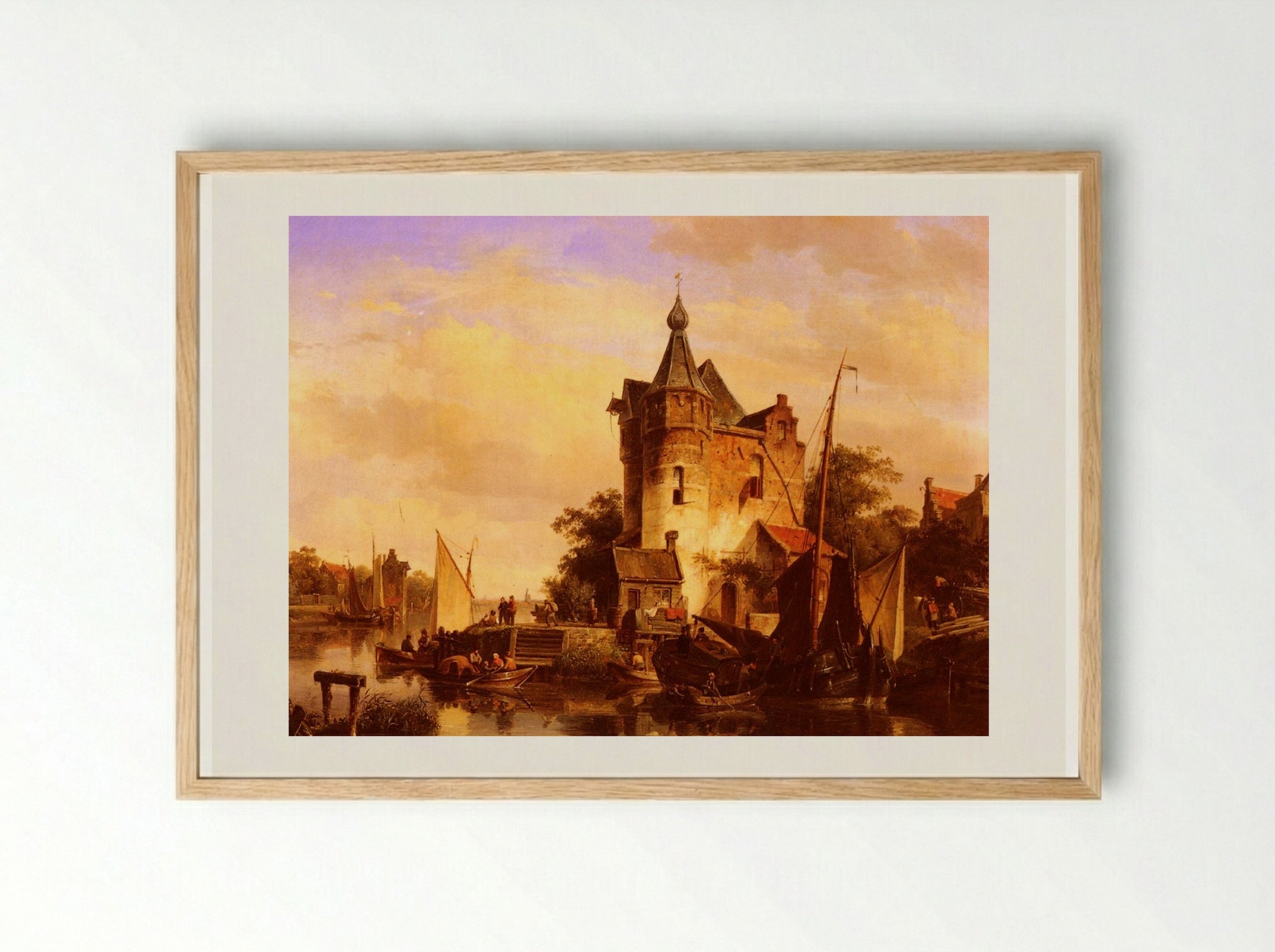 Along The Canal - Cornelis Springer - Framed Print Wood