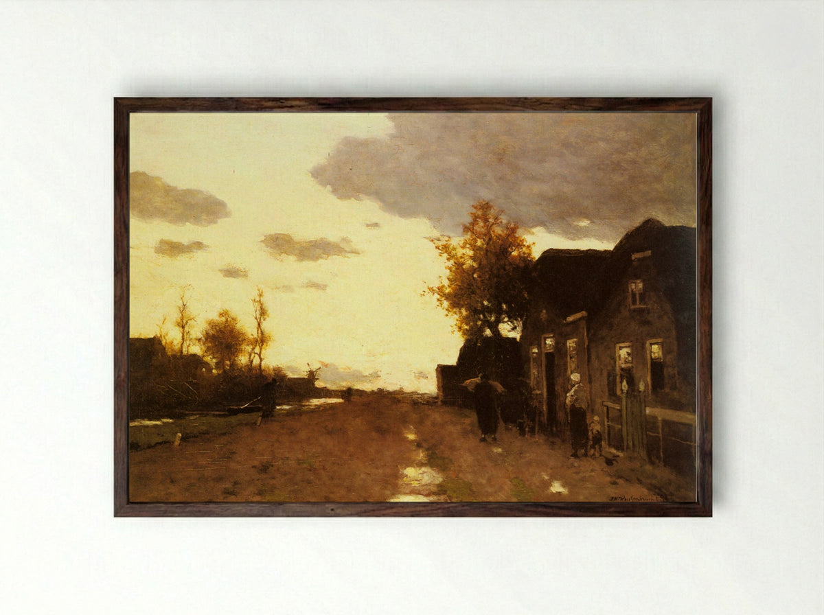 Along the Canal - Johan Hendrik Weissenbruch - Framed Print Dark Wood