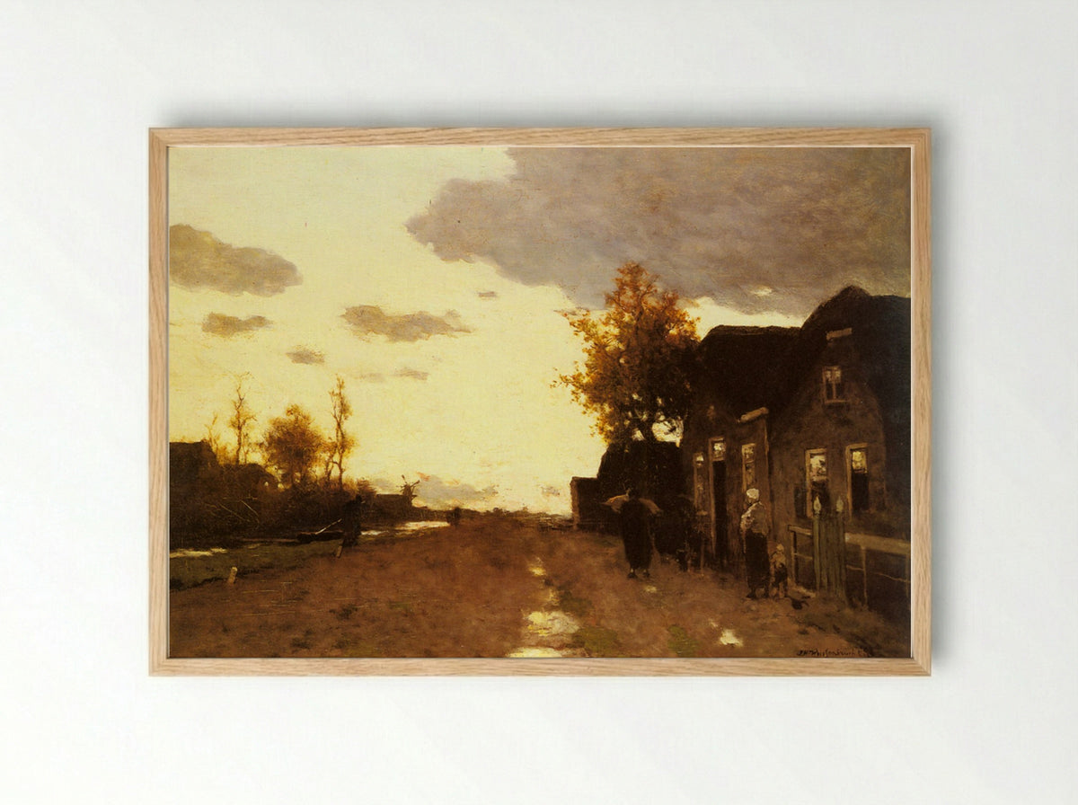Along the Canal - Johan Hendrik Weissenbruch - Framed Print Wood