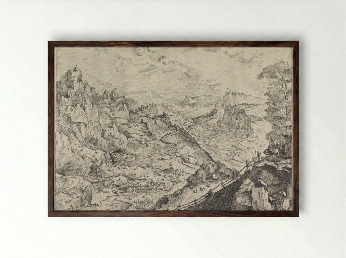 Alpenlandschap - Johannes van Doetechum - Framed Print Dark Wood
