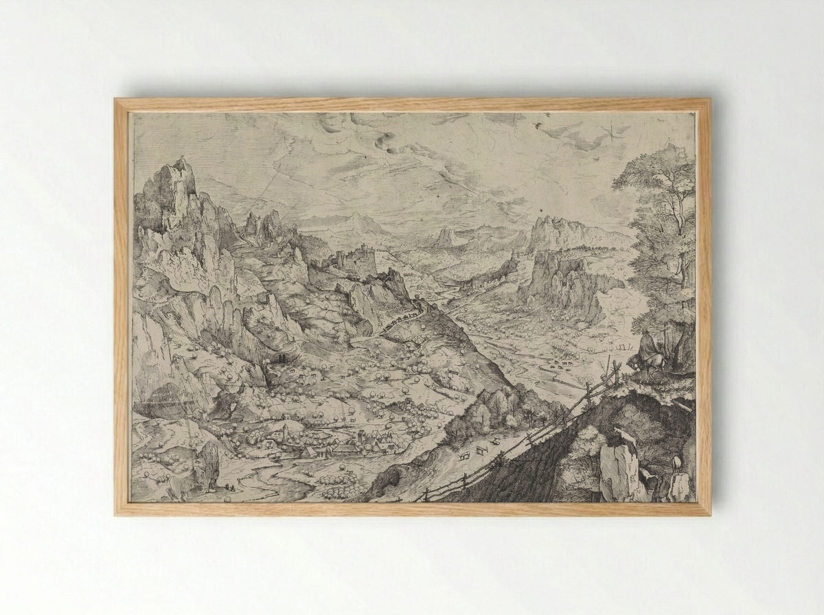 Alpenlandschap - Johannes van Doetechum - Framed Print Wood