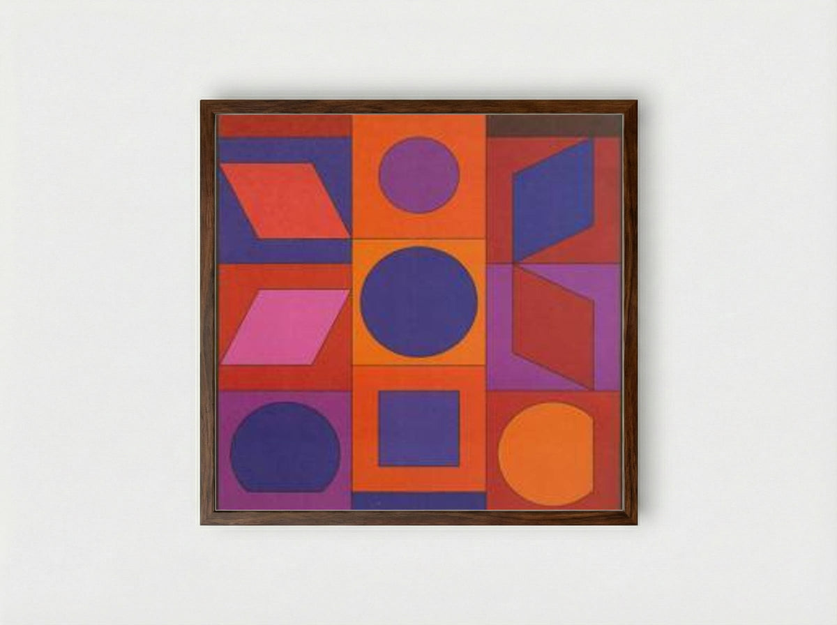 Alphabet VR - Victor Vasarely - Framed Print Dark Wood