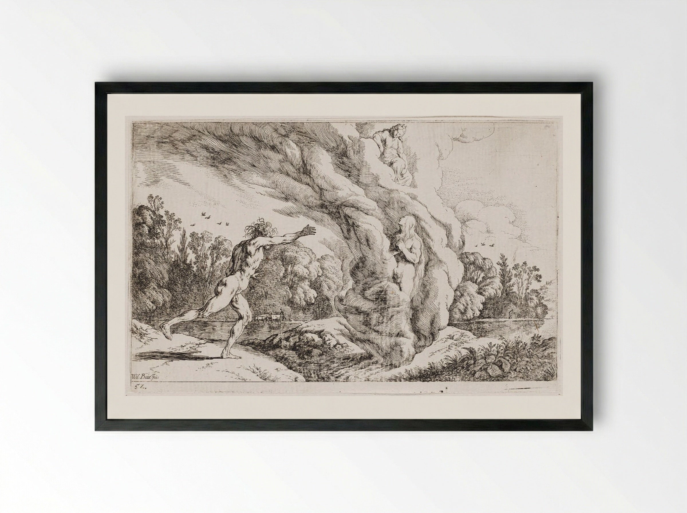 Alpheus Pursues Arethusa - Johann Wilhelm Baur - Framed Print Black