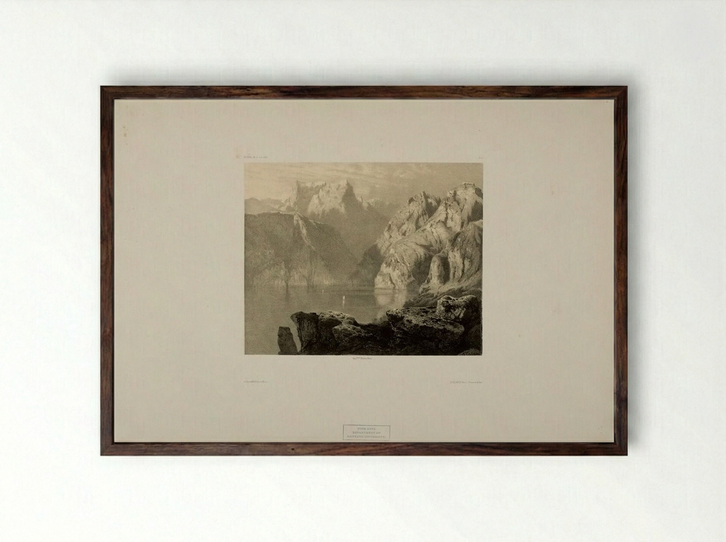 Alpine Lake Scene - Alexandre Calame - Framed Print Dark Wood