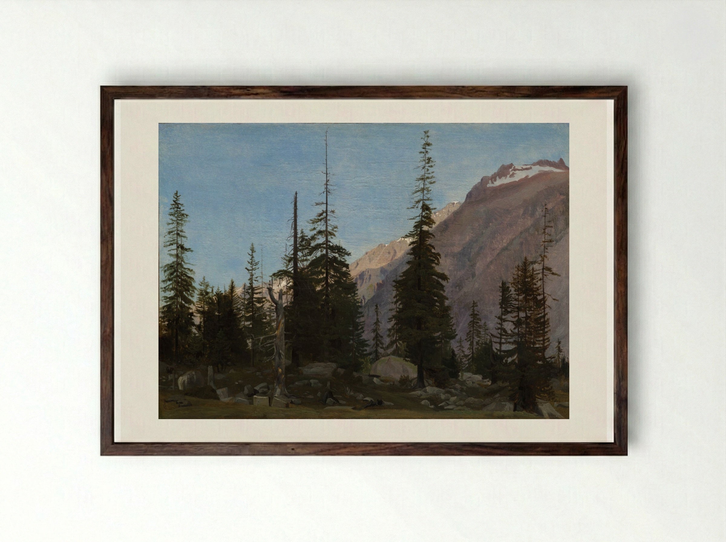 Alpine Landscape: The Handegg, Switzerland - Jean-Léon Gérôme - Framed Print Dark Wood