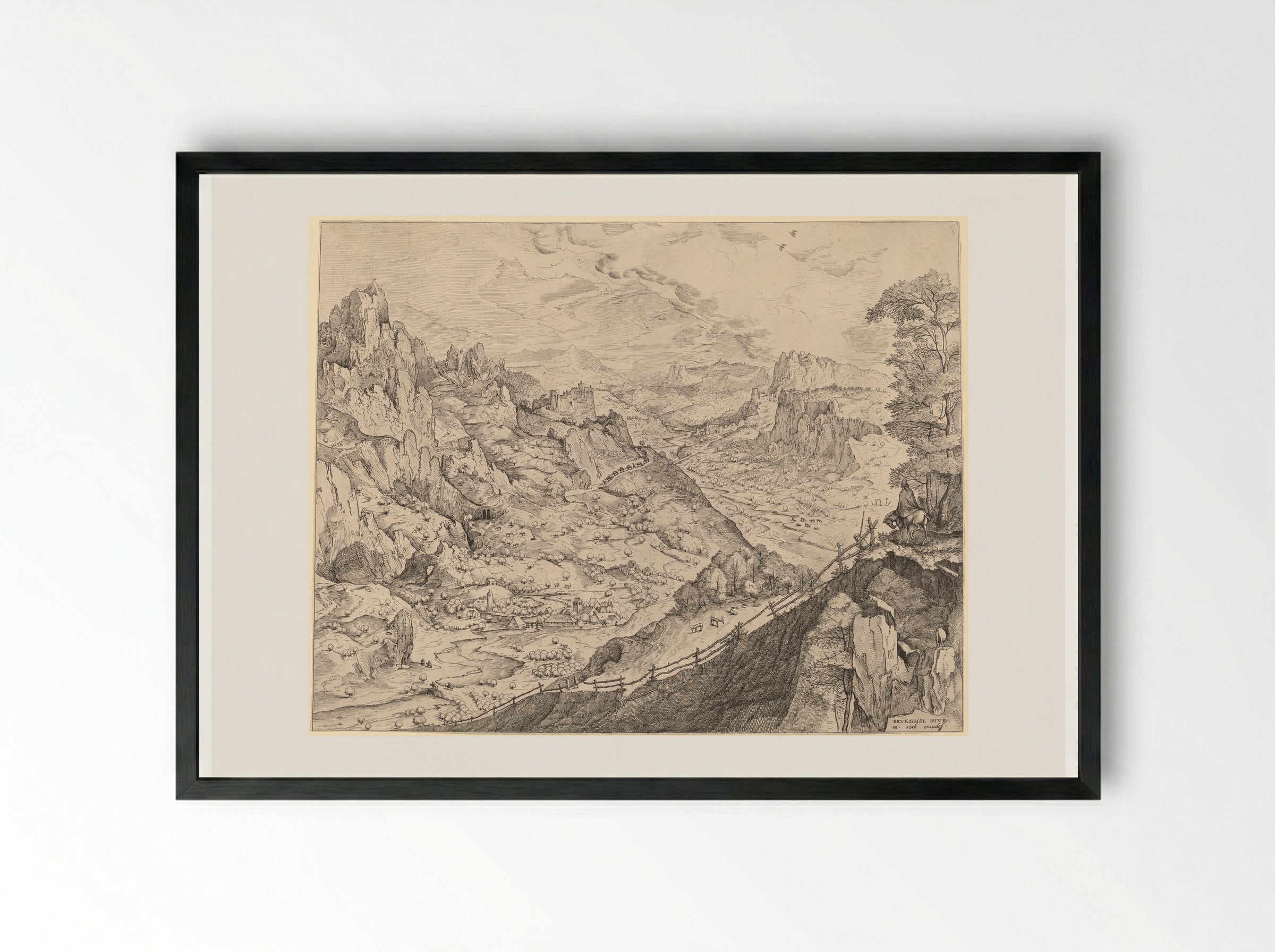 Alpine Landscape - Pieter Bruegel the Elder - Framed Print Black
