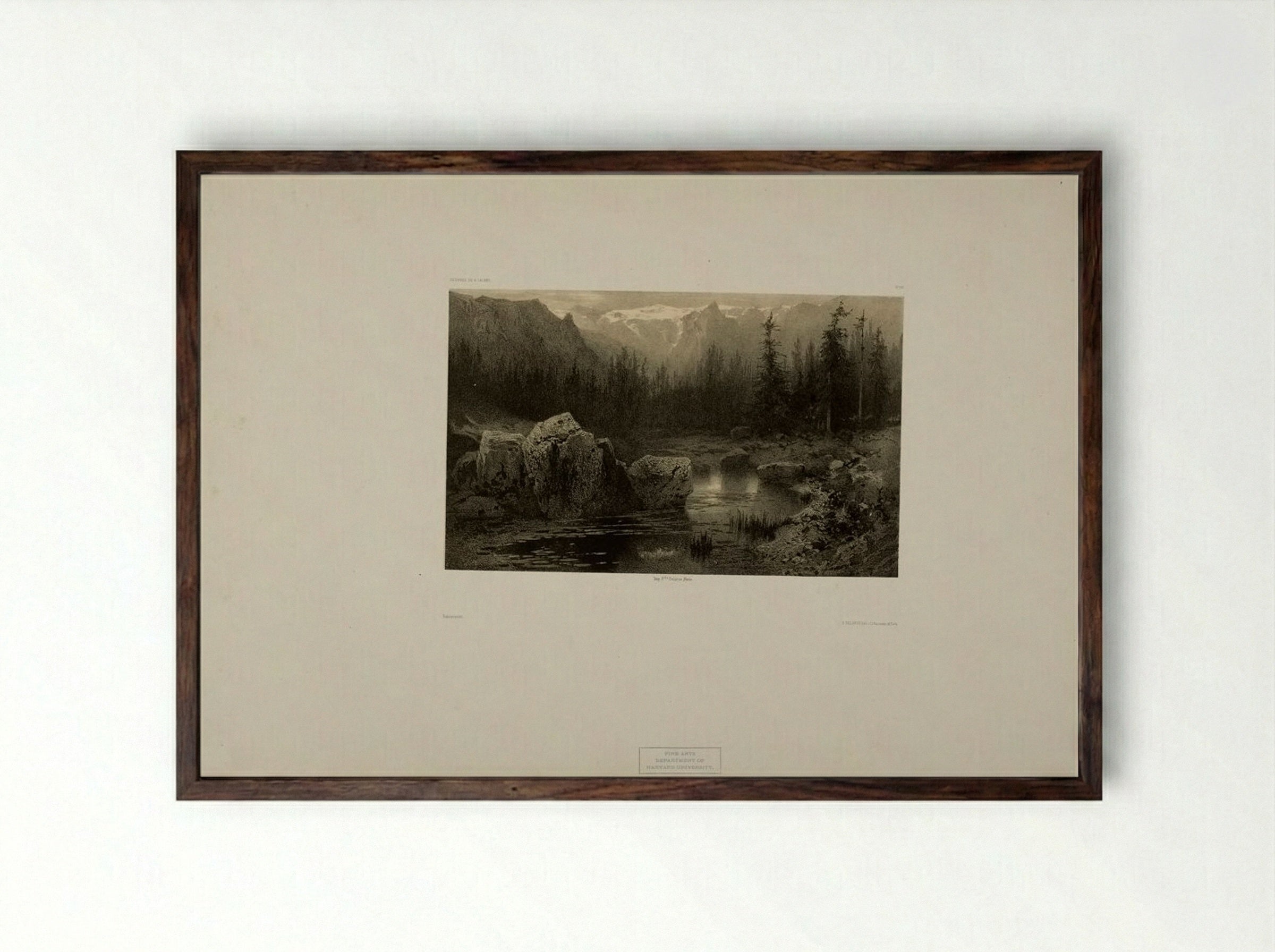Alpine Mountain Scene - Alexandre Calame - Framed Print Dark Wood