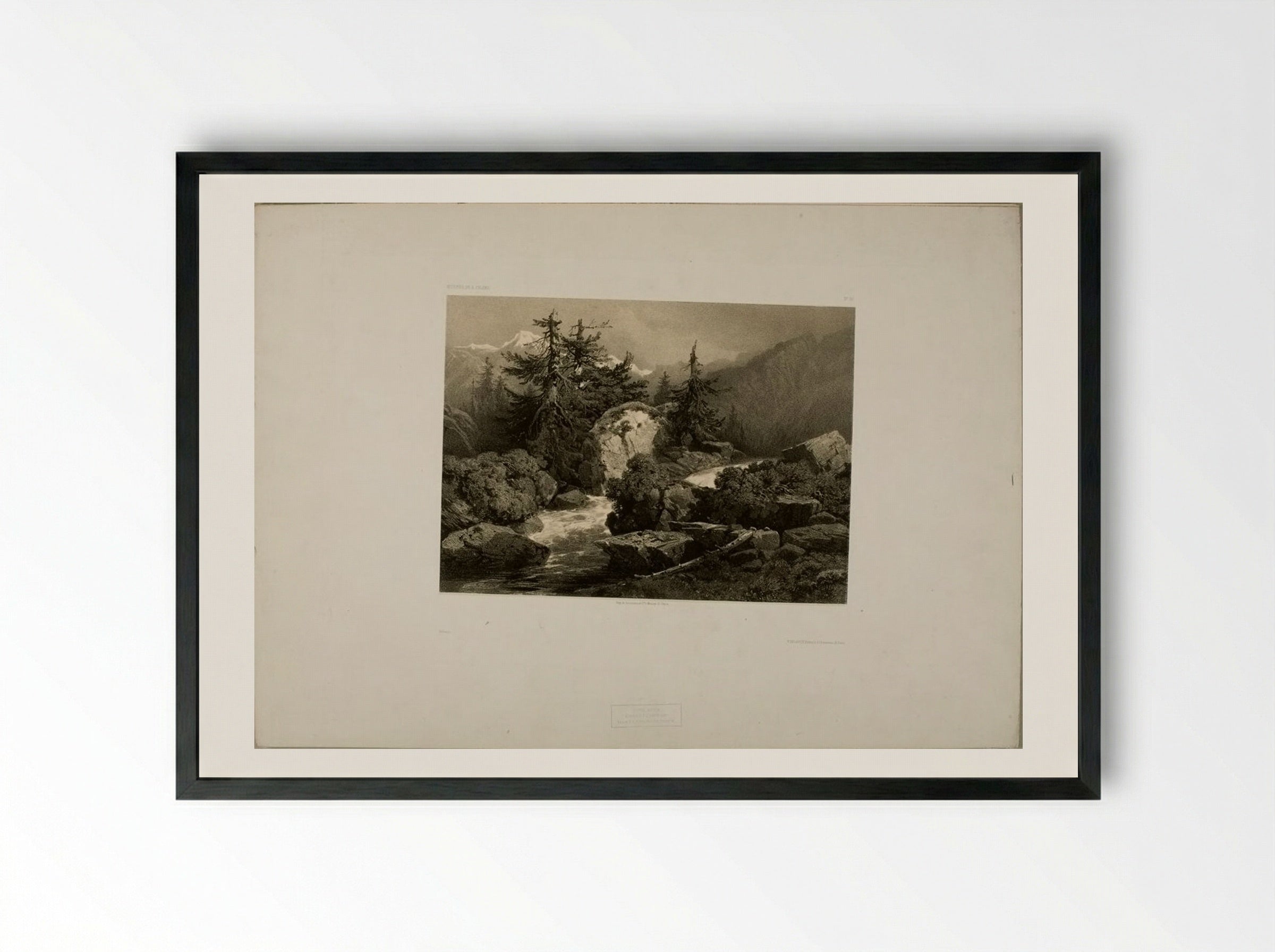 Alpine Torrent - Alexandre Calame - Framed Print Black
