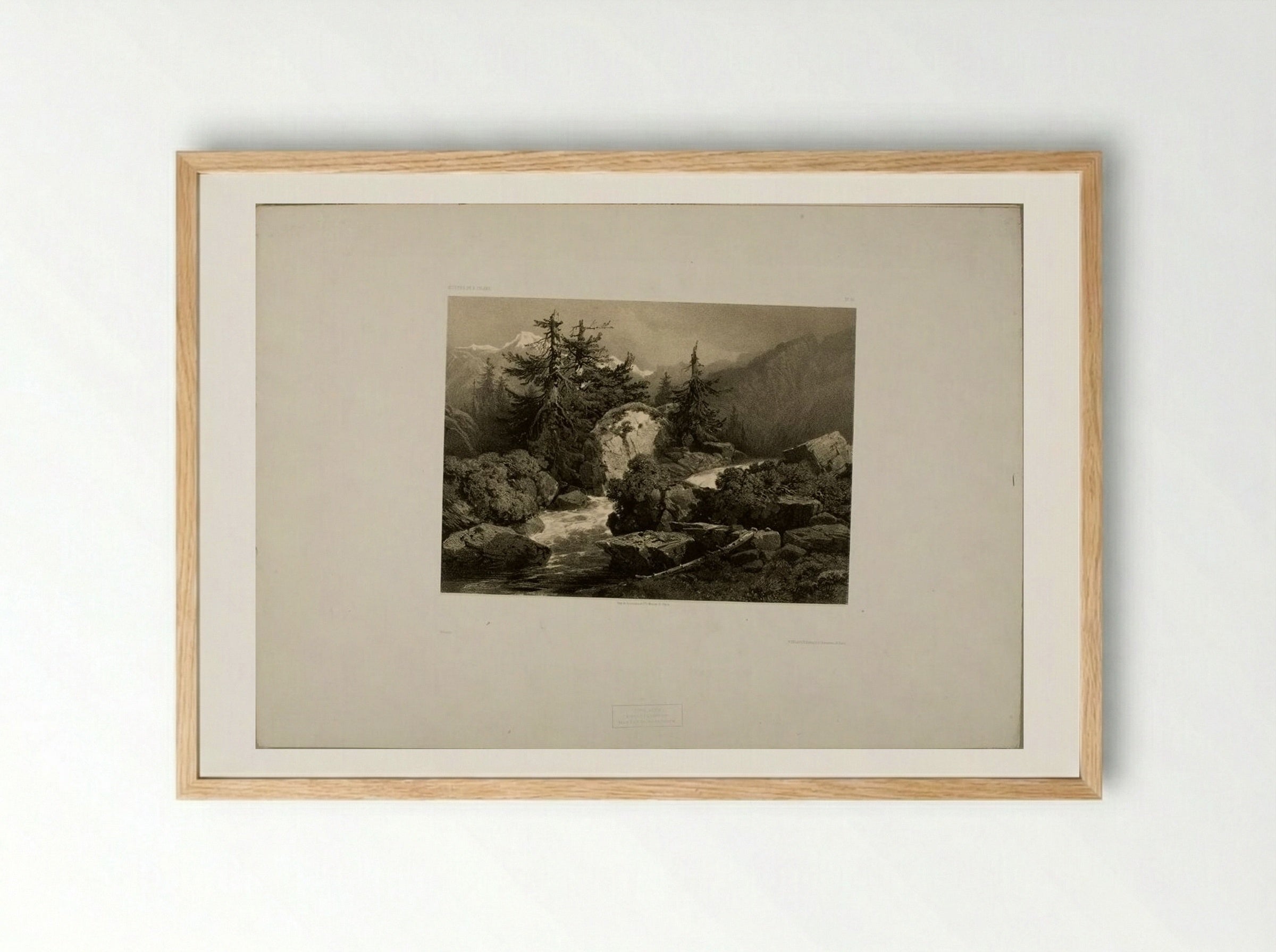 Alpine Torrent - Alexandre Calame - Framed Print Wood
