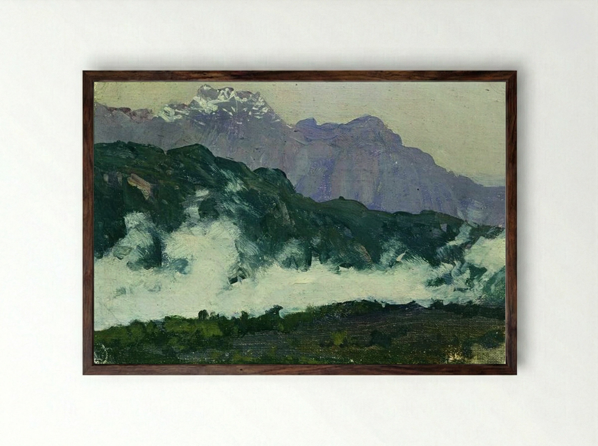 Alps - Isaac Levitan - Framed Print Dark Wood