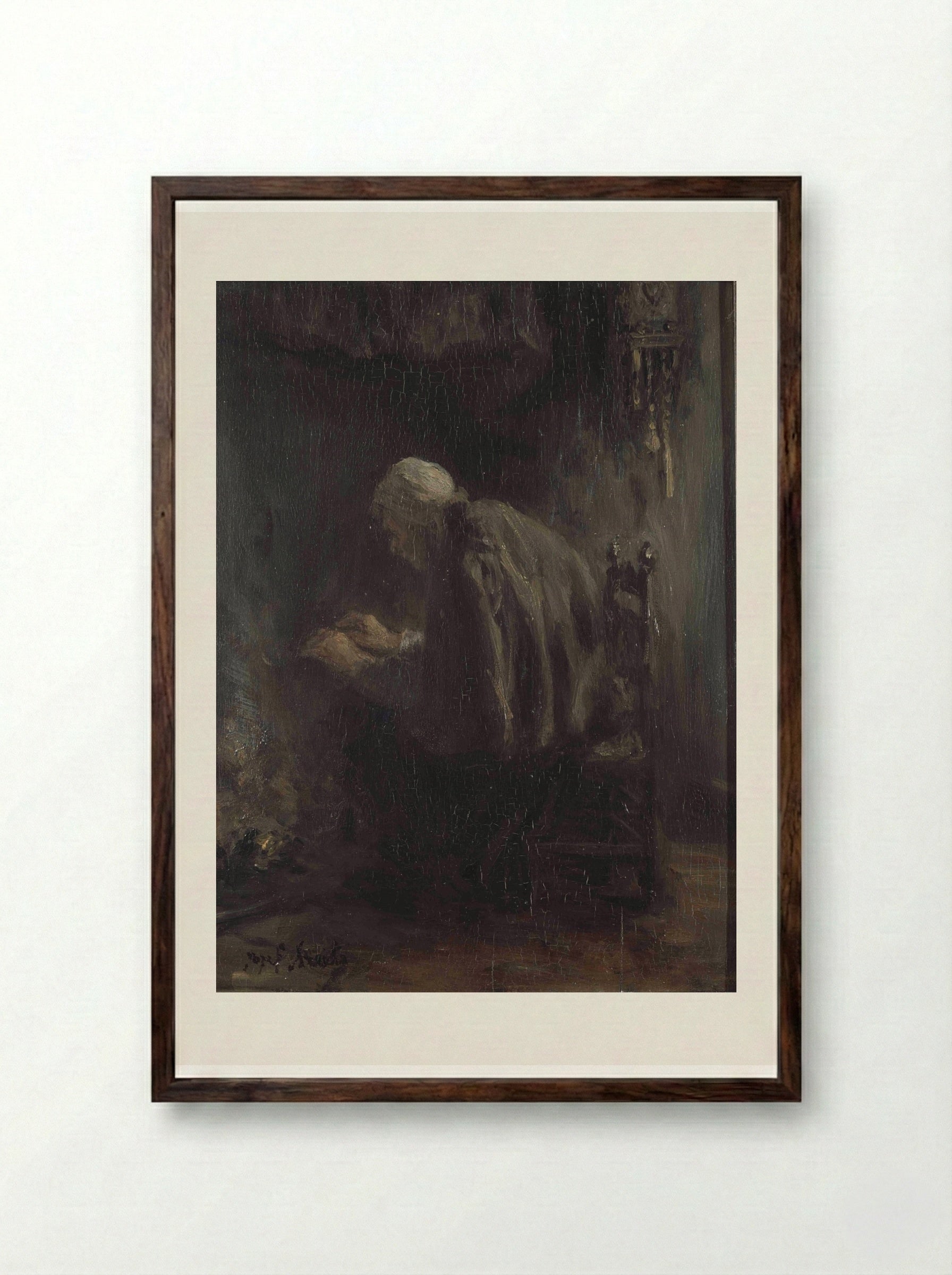 Als men oud wordt - Jozef Israëls - Framed Print Dark Wood