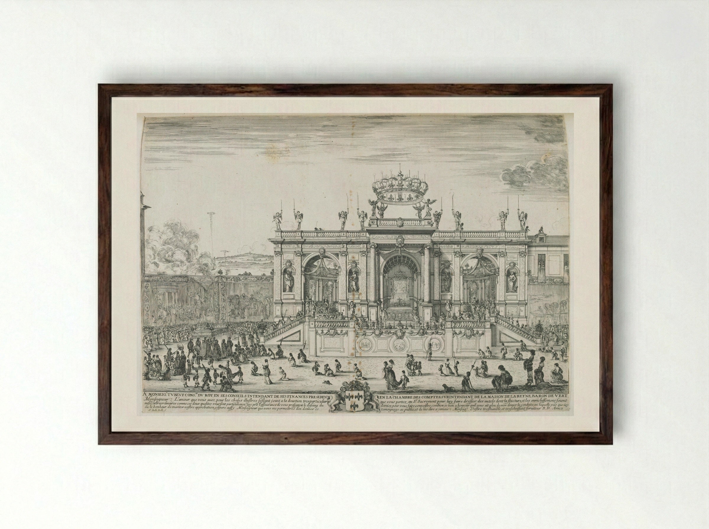 Altar for the Monstrance of the Holy Sacrament - Stefano Della Bella - Framed Print Dark Wood