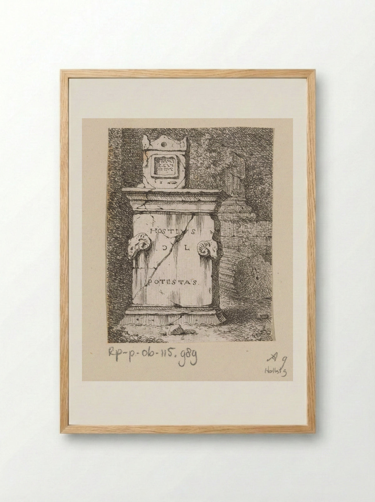 Altar with Two Rams' Heads - Johann Franz Ermels - Framed Print Wood