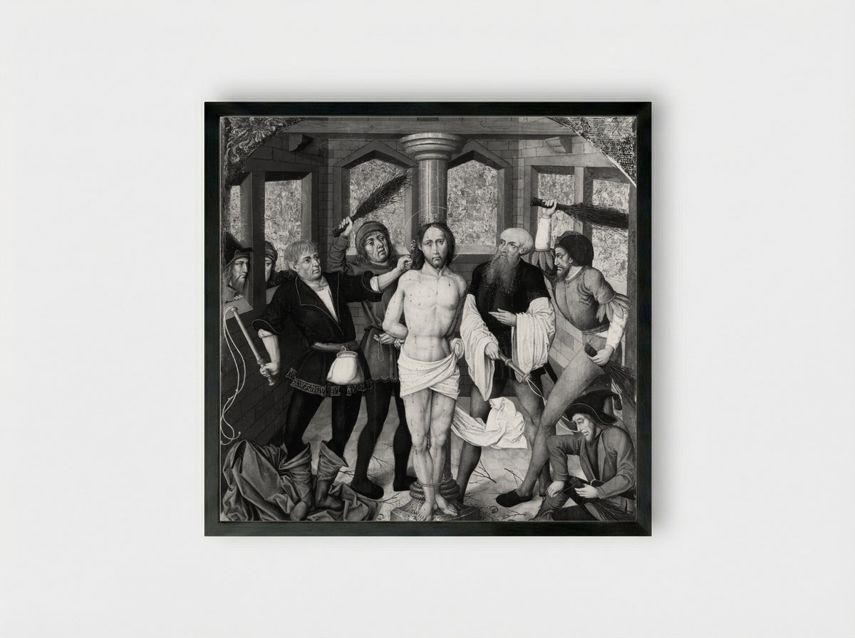 Altarpiece with The Passion of Christ - Master of the Schlägl Altarpiece - Framed Print Black