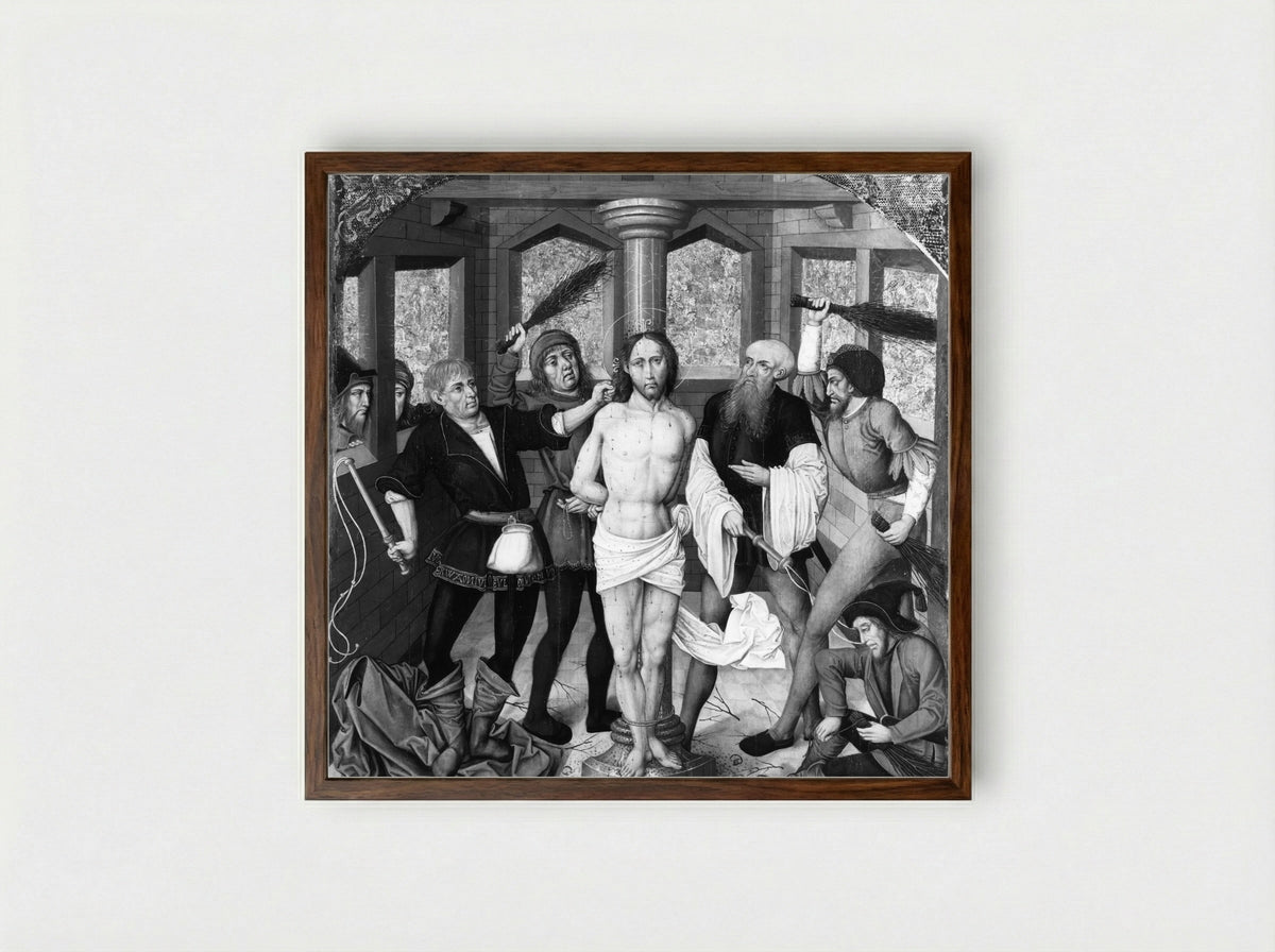 Altarpiece with The Passion of Christ - Master of the Schlägl Altarpiece - Framed Print Dark Wood