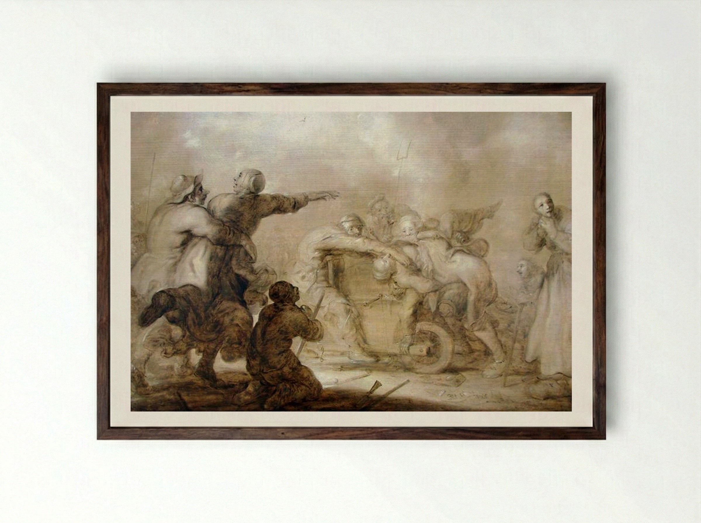 Altogether too stupid! - Adriaen van de Venne - Framed Print Dark Wood