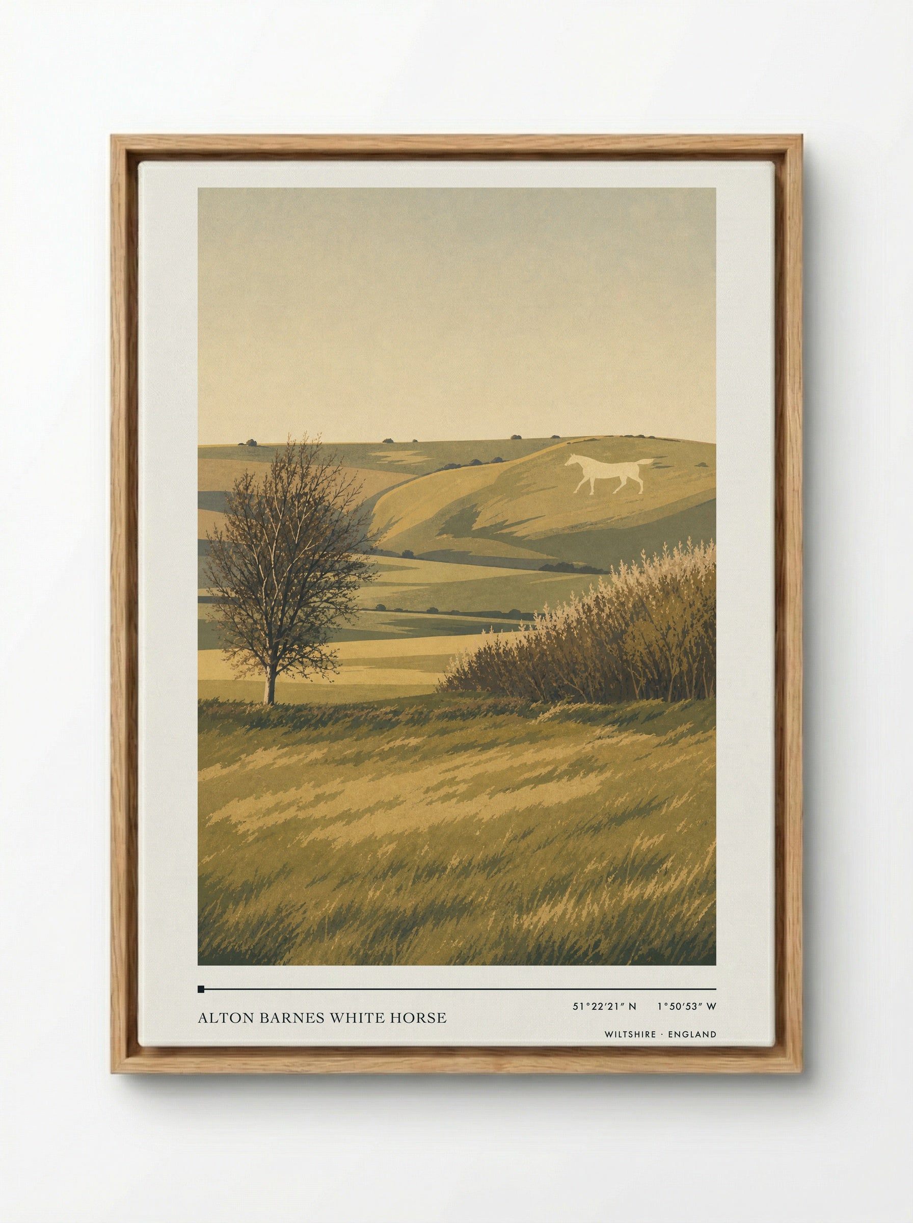 Alton Barnes White Horse Wiltshire England Travel Poster - Framed Canvas Wood