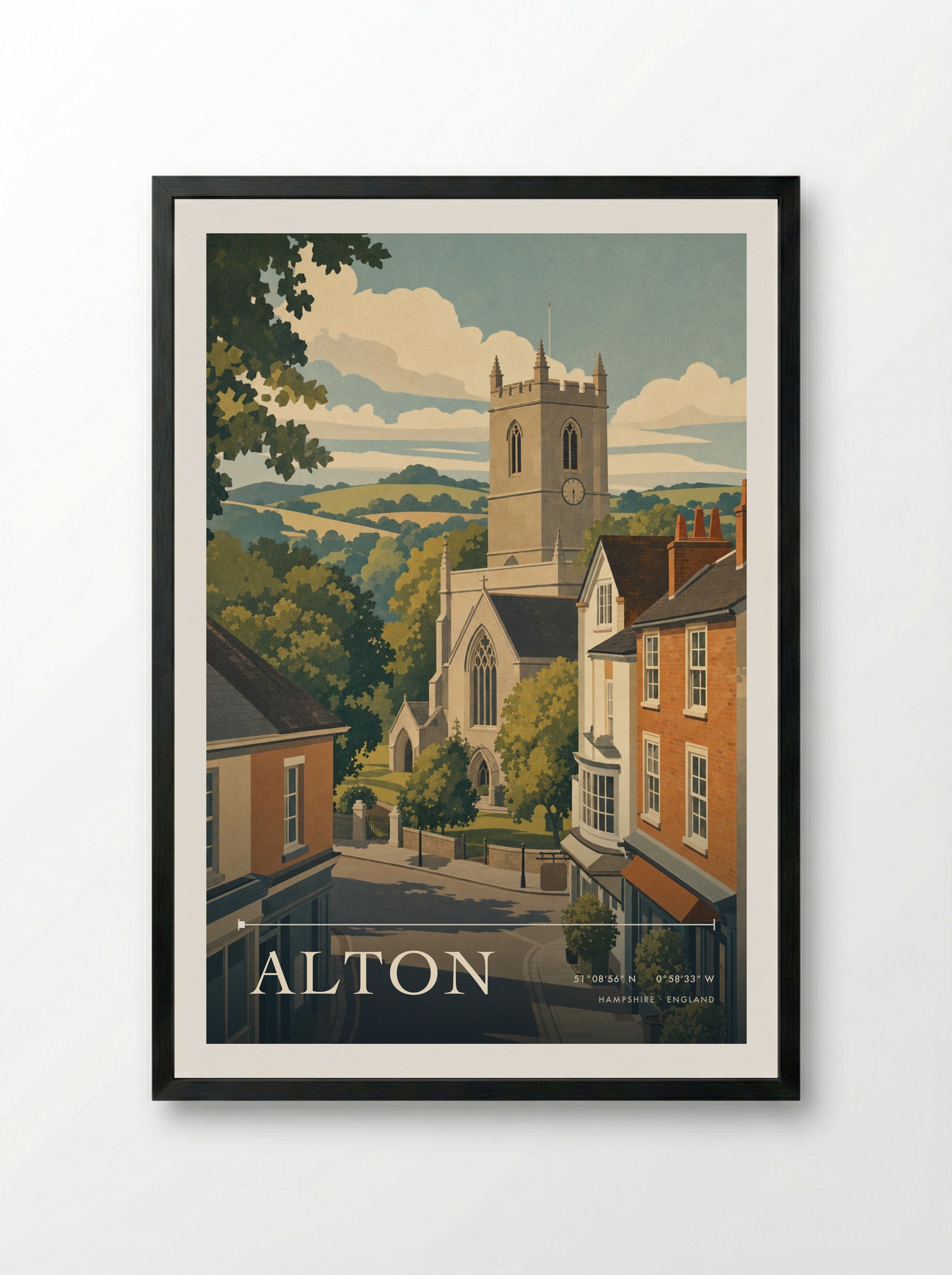 Alton Hampshire England Travel Poster - Framed Print Black