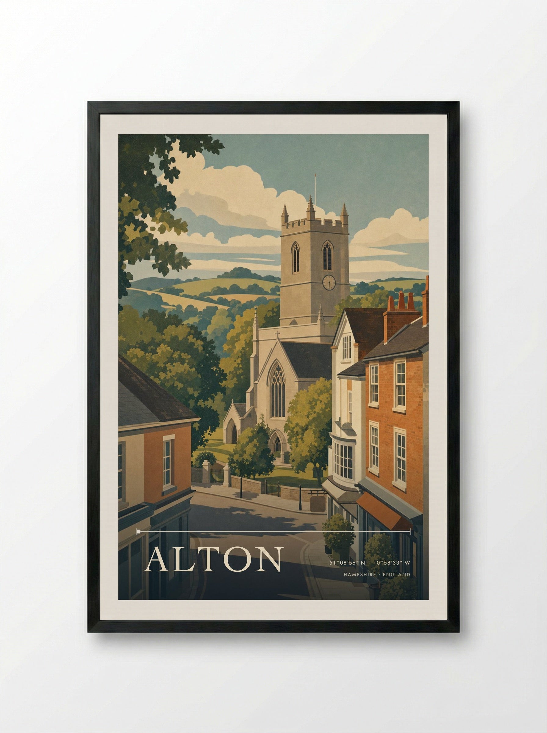 Alton Hampshire England Travel Poster - Framed Print Black
