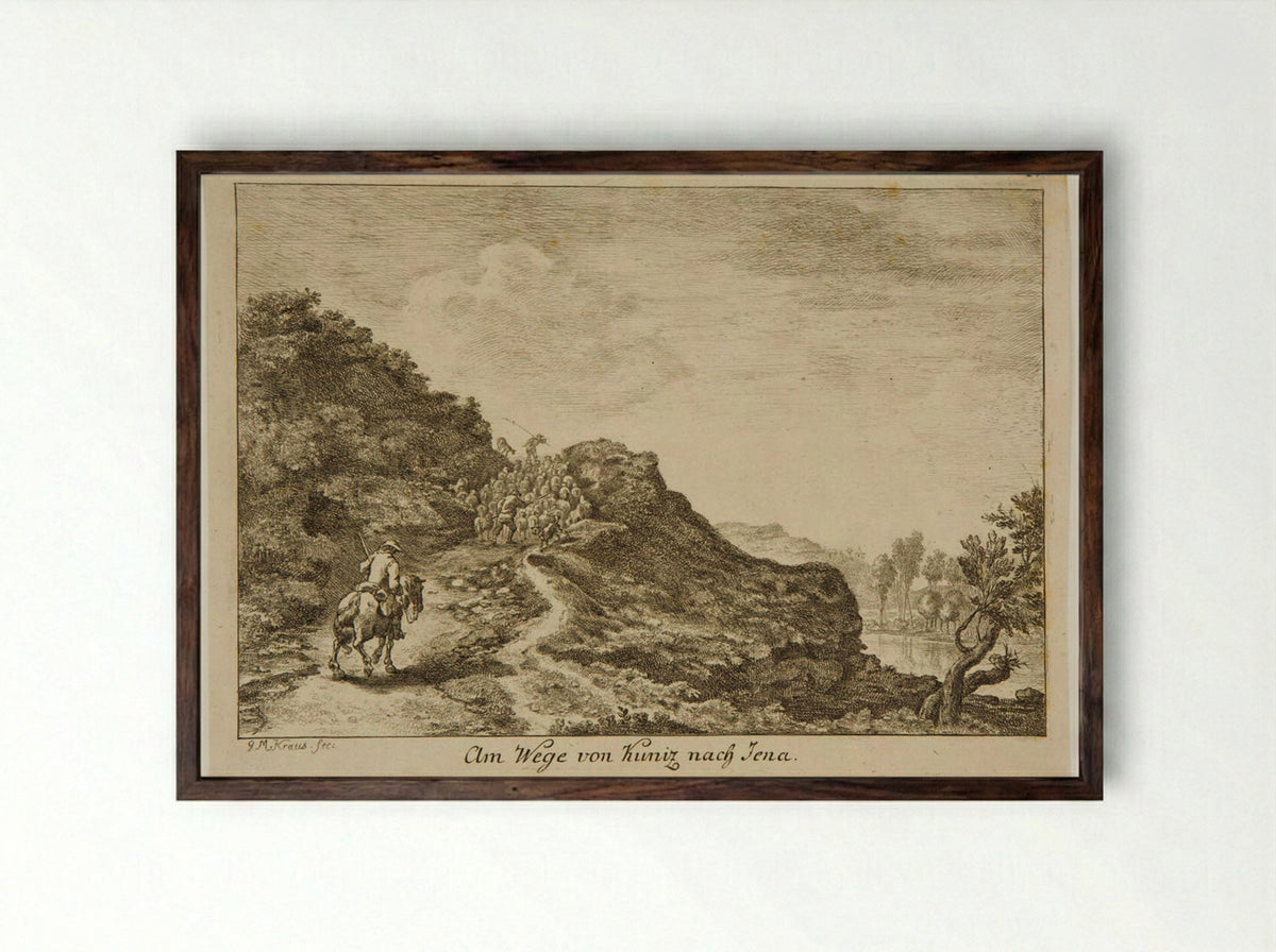 Am Wege von Kuniz nach Jena - Georg Melchior Kraus - Framed Print Dark Wood