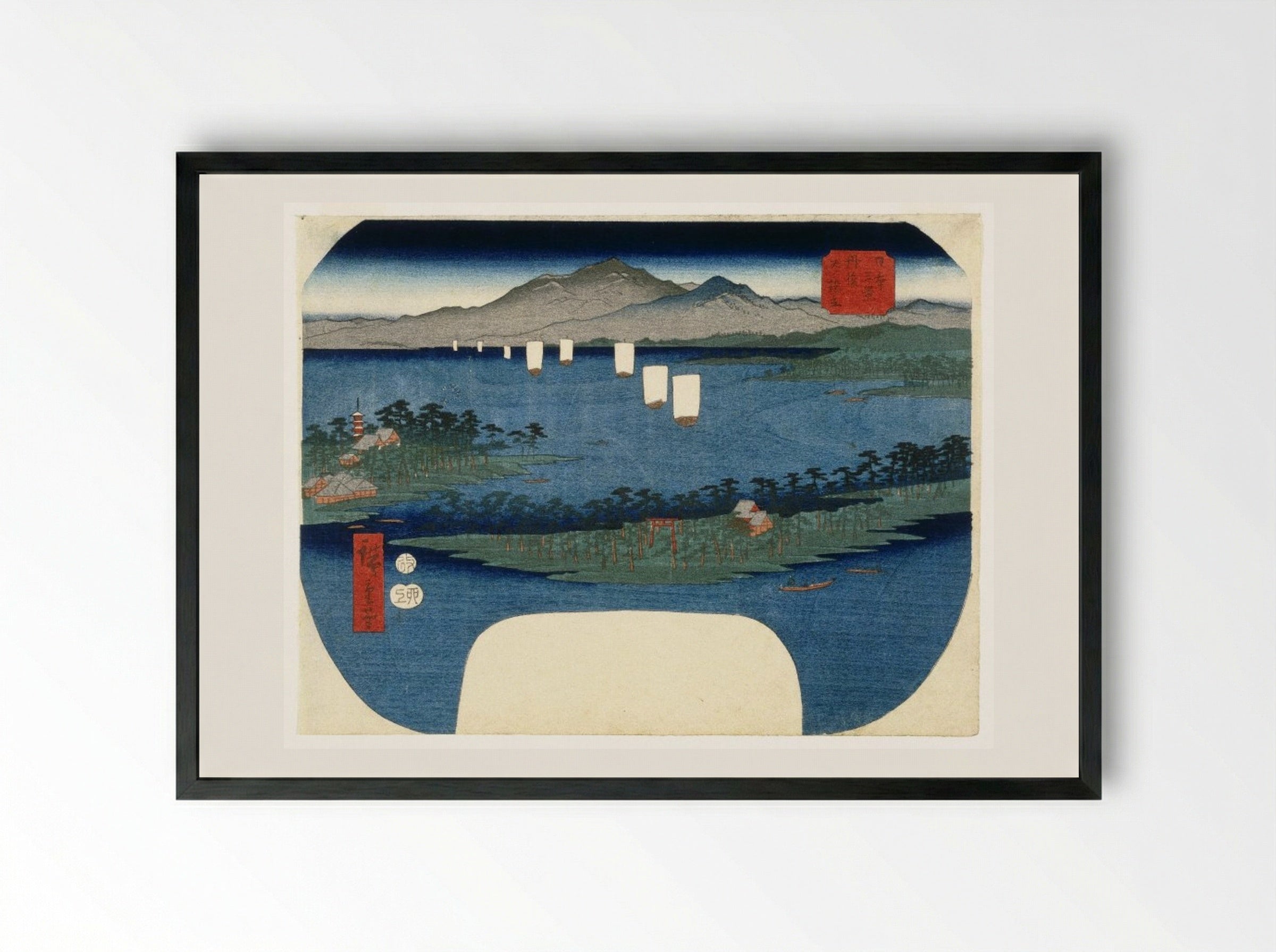 Ama no Hashidate in Tango Province - Utagawa Hiroshige - Framed Print Black