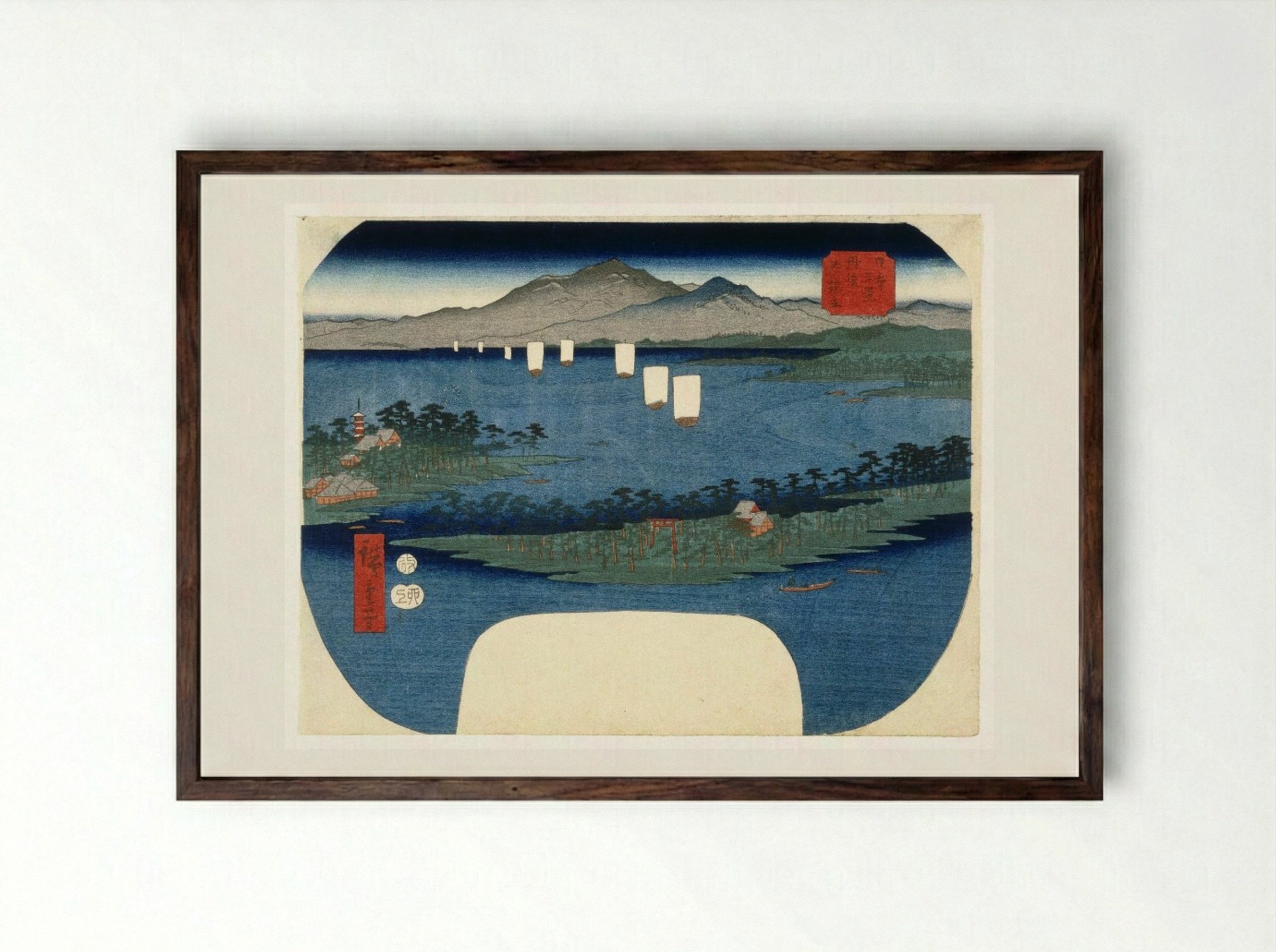 Ama no Hashidate in Tango Province - Utagawa Hiroshige - Framed Print Dark Wood