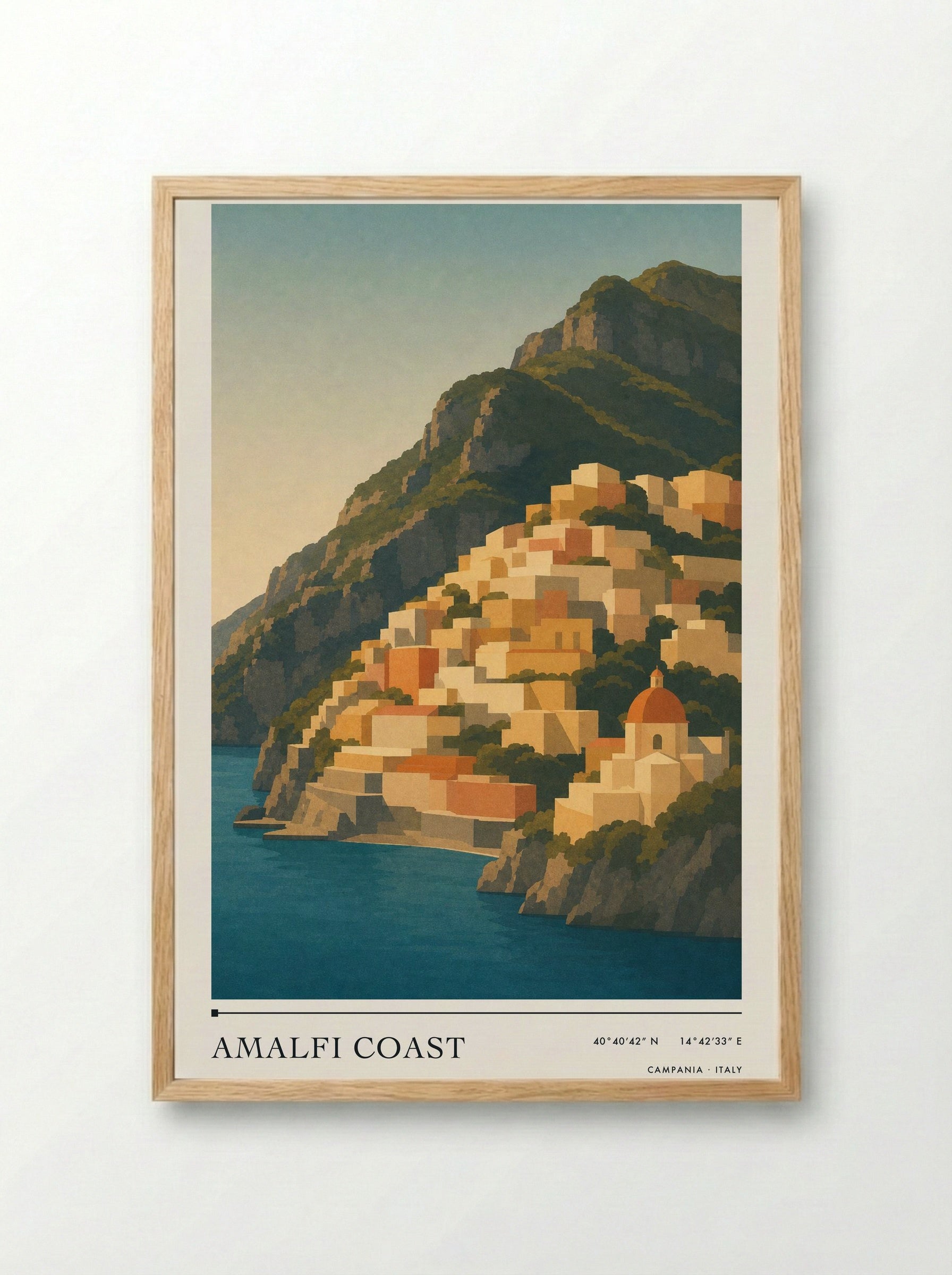 Amalfi Coast Travel Poster Artwork - Framed Print Wood