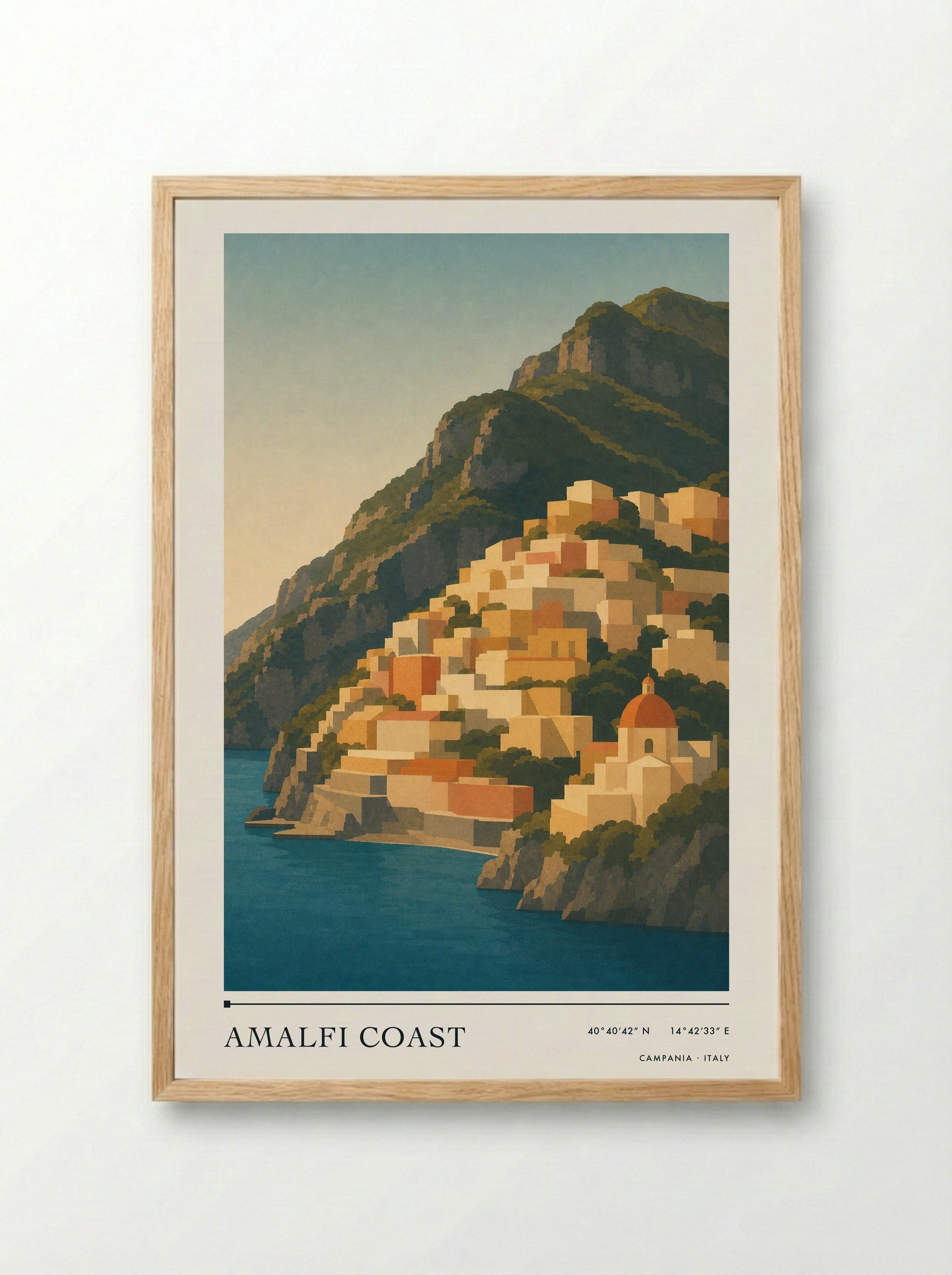 Amalfi Coast Travel Poster Artwork - Framed Print Wood
