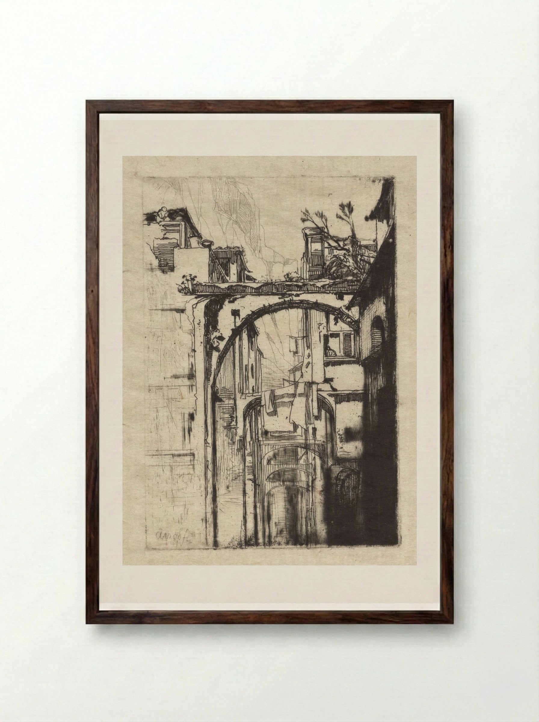 Amalfi - Francis Seymour Haden - Framed Print Dark Wood