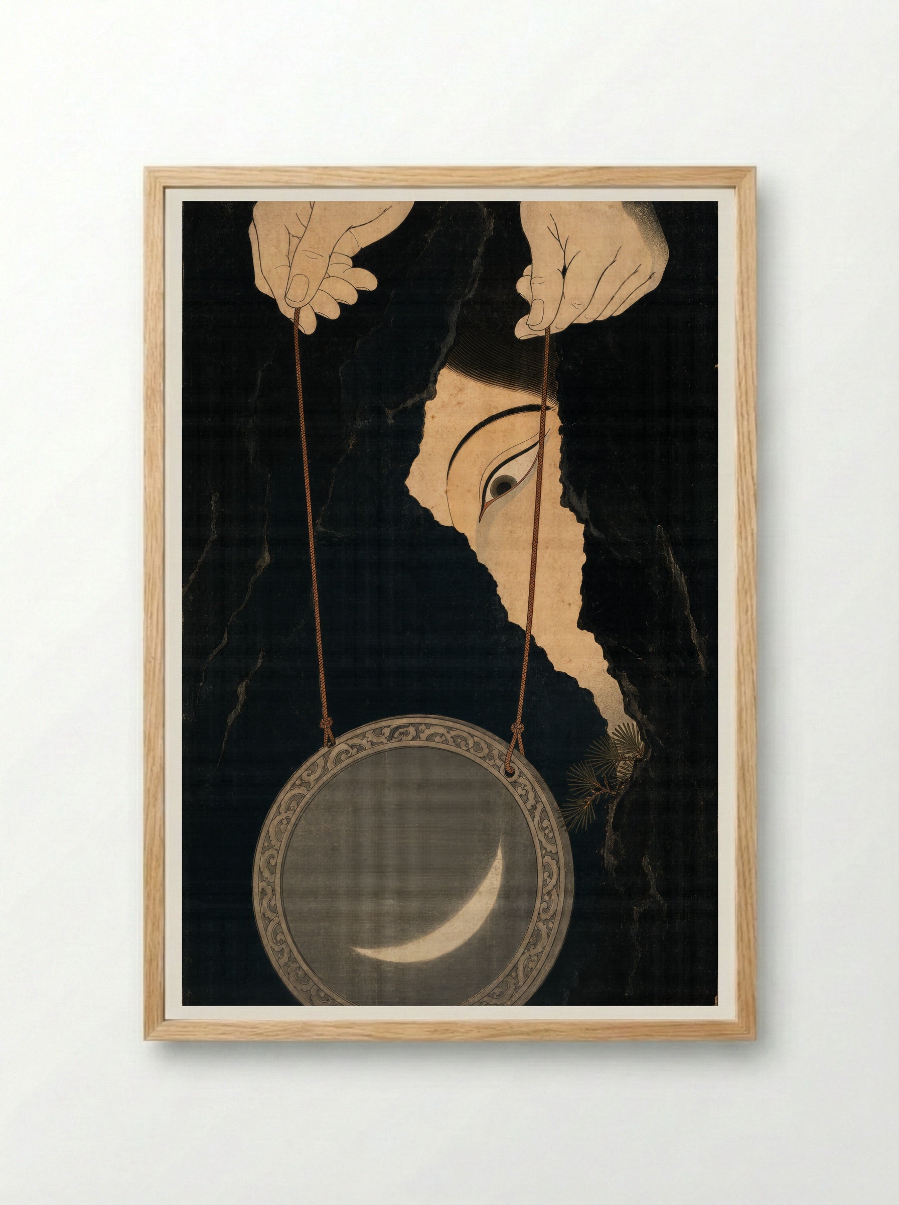 Amaterasu and the Rock-Cave: The Mirror at the Cave - Framed Print Wood