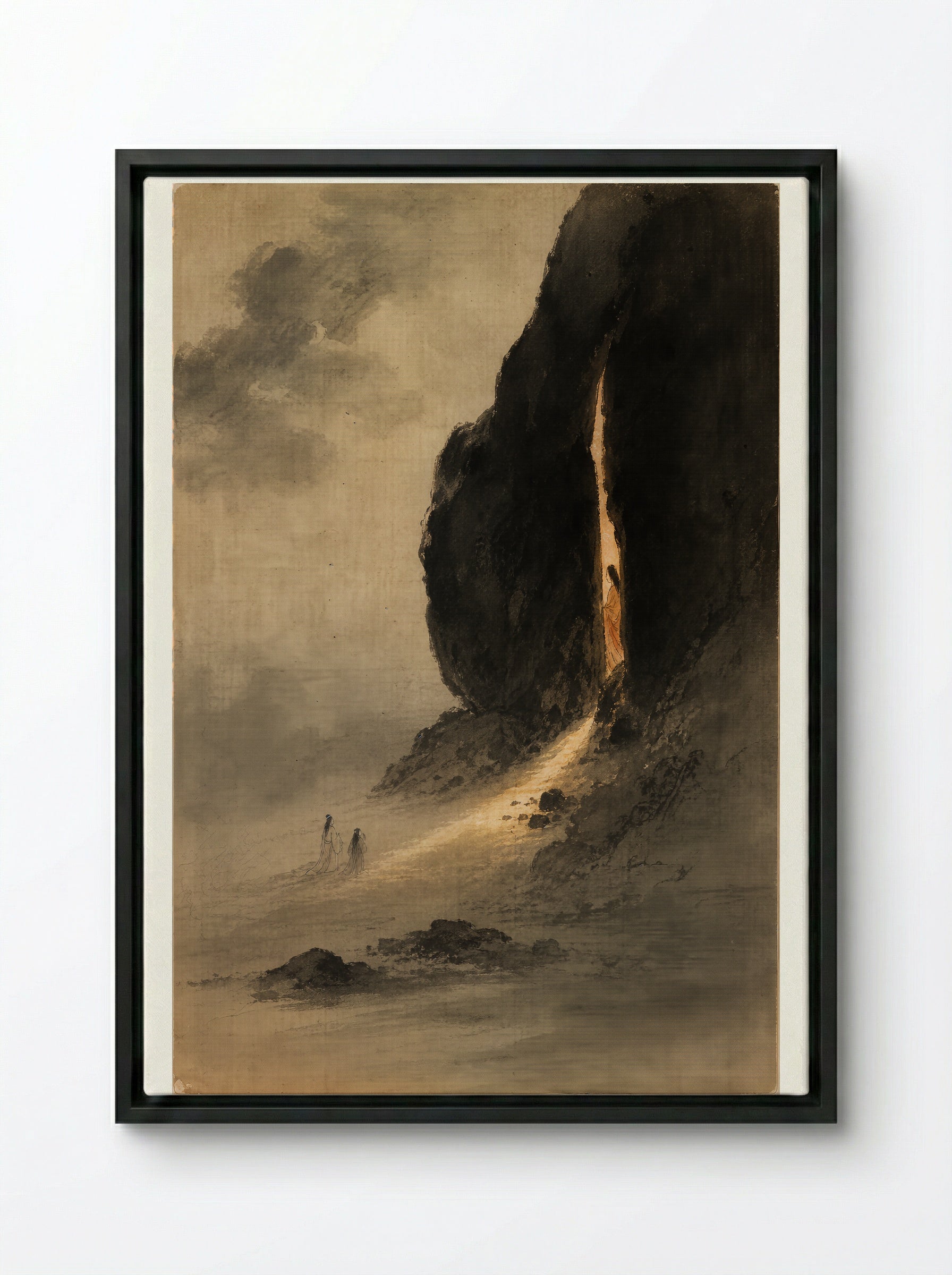 Amaterasu and the Rock-Cave: When the Sun Went Dark - Framed Canvas Black