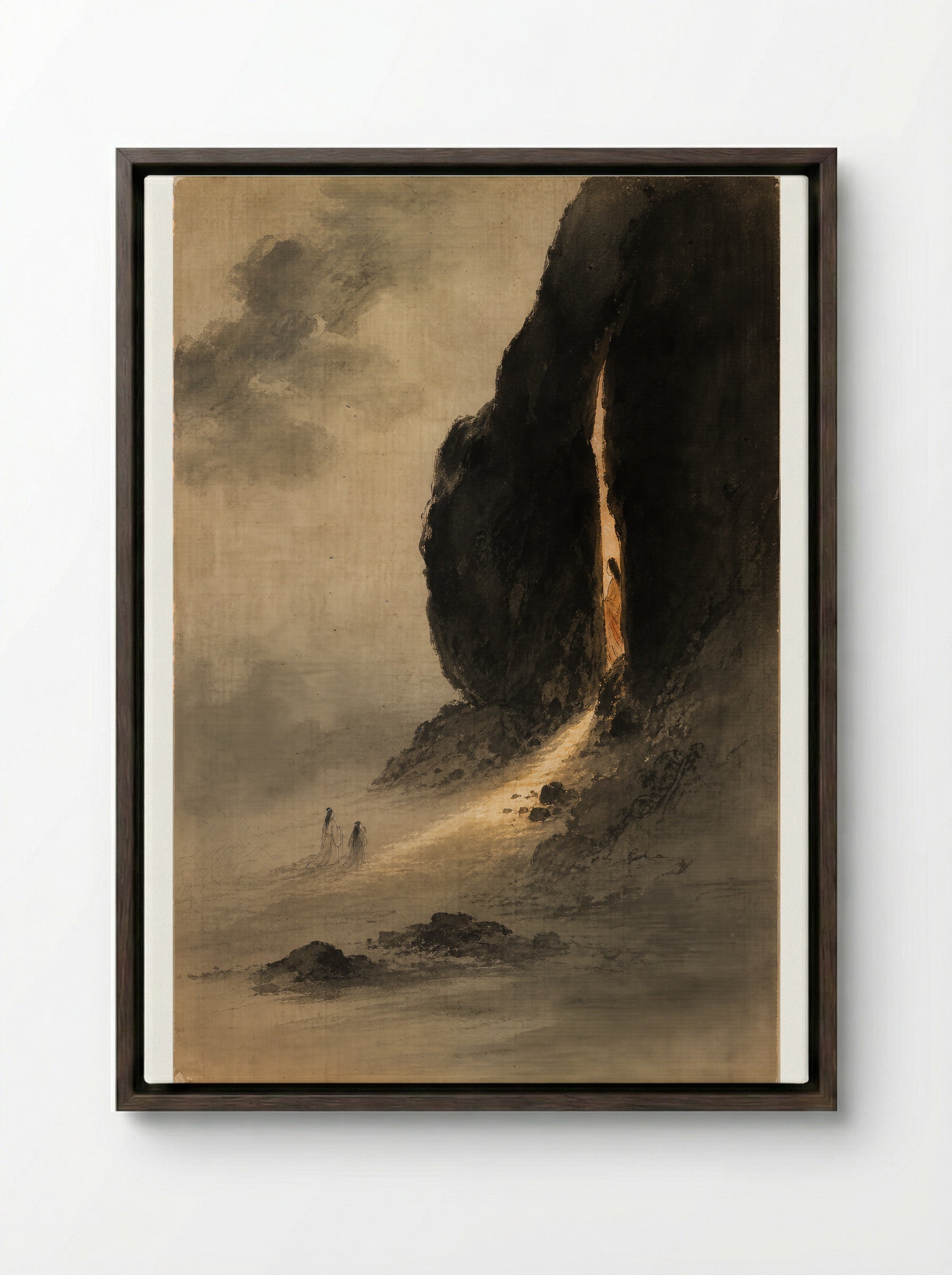 Amaterasu and the Rock-Cave: When the Sun Went Dark - Framed Canvas Dark Wood