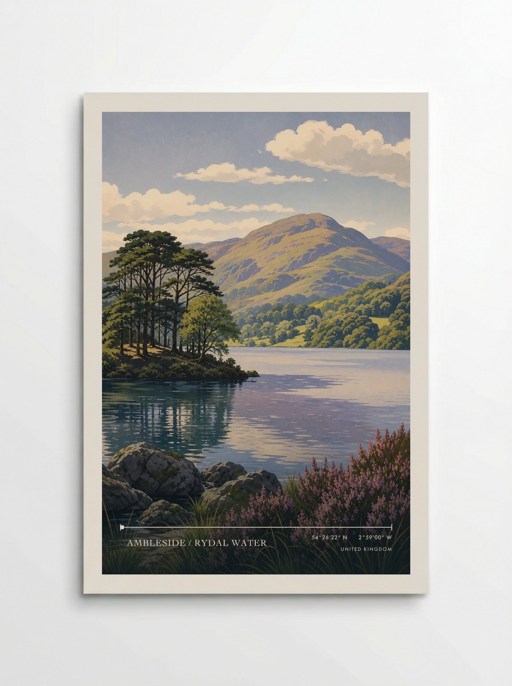 Ambleside / Rydal Water United Kingdom Travel Poster - Poster