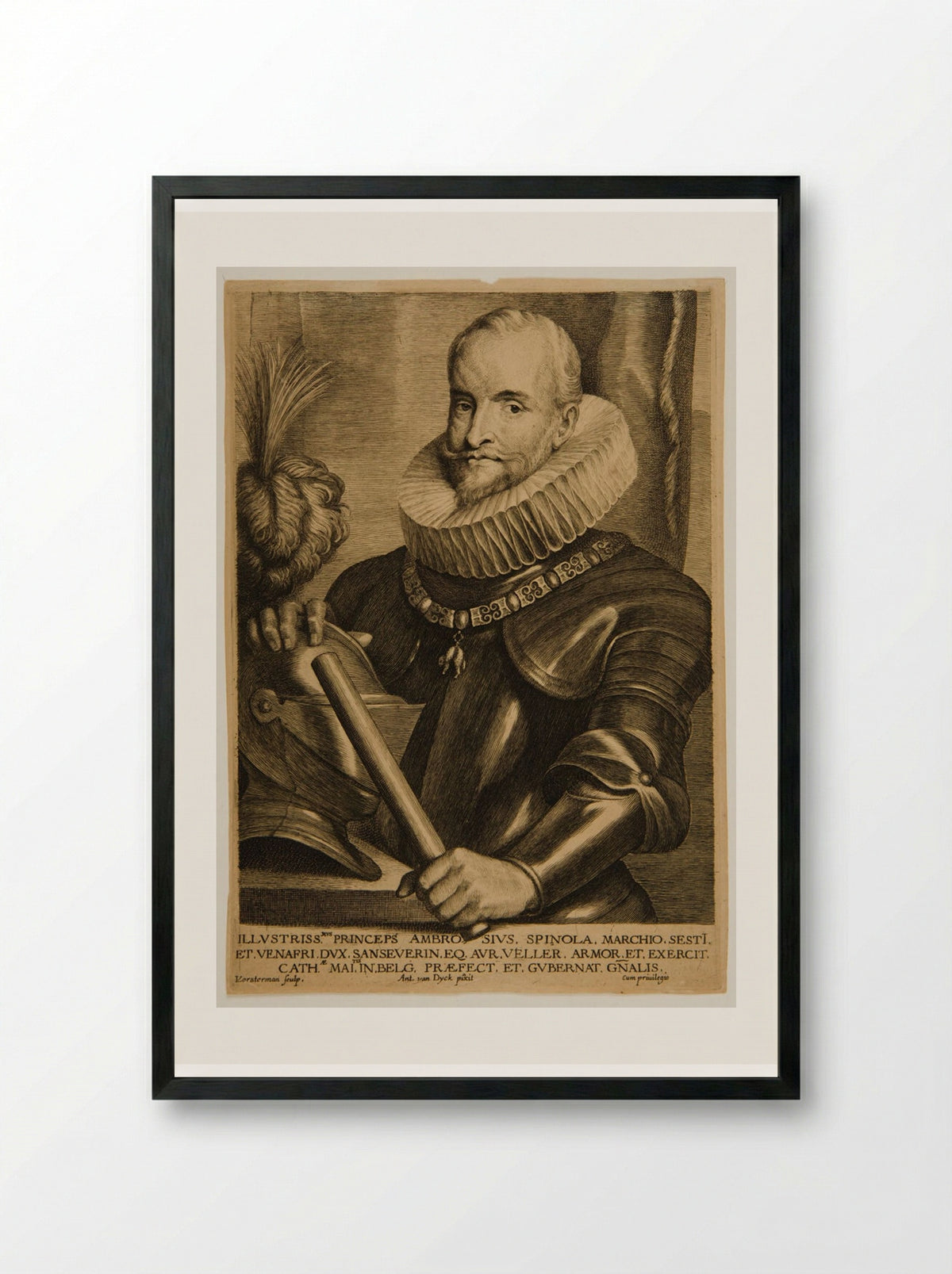 Ambrogio, Marquis de Spinola - Lucas Vorsterman I - Framed Print Black